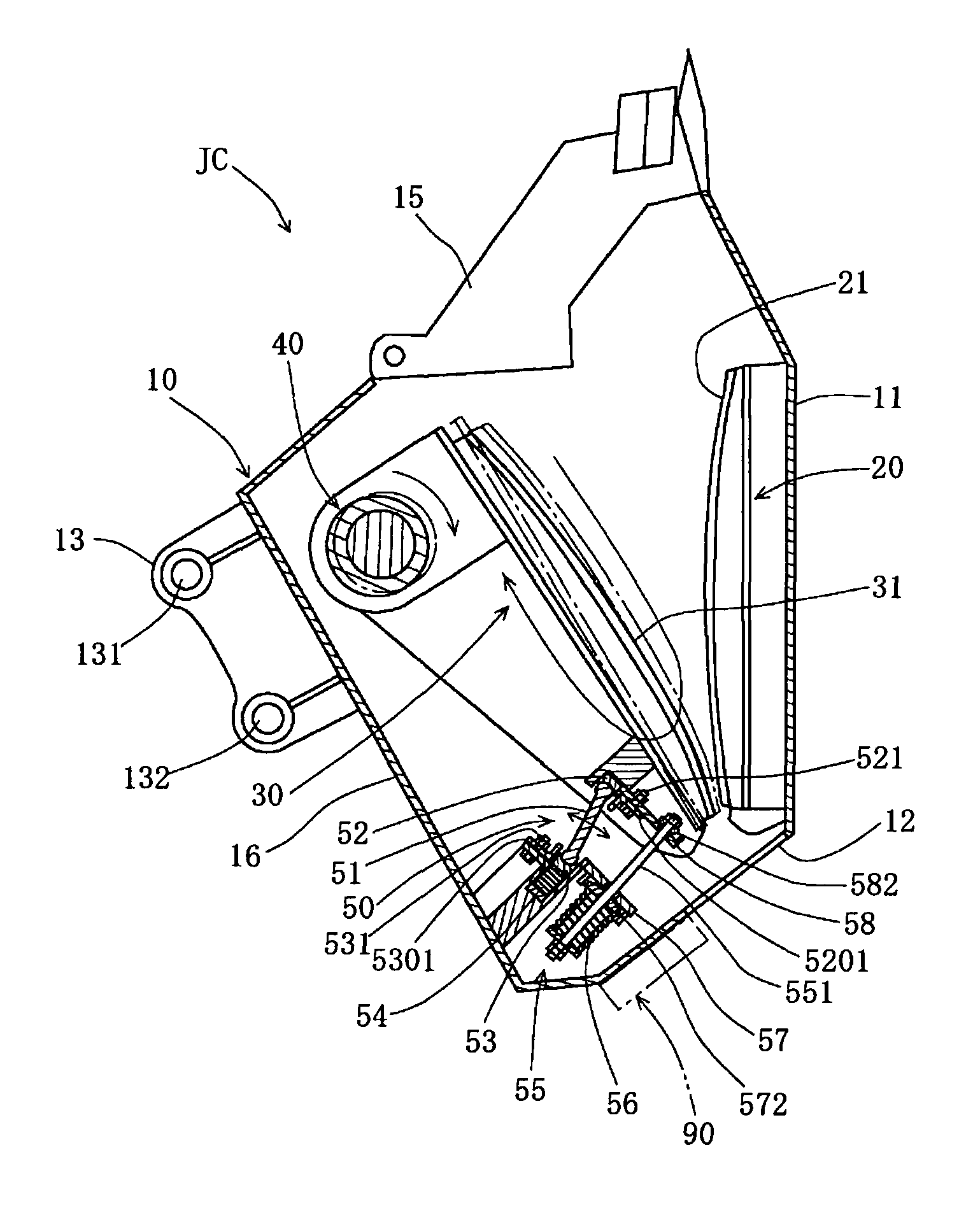 Bucket type jaw crusher