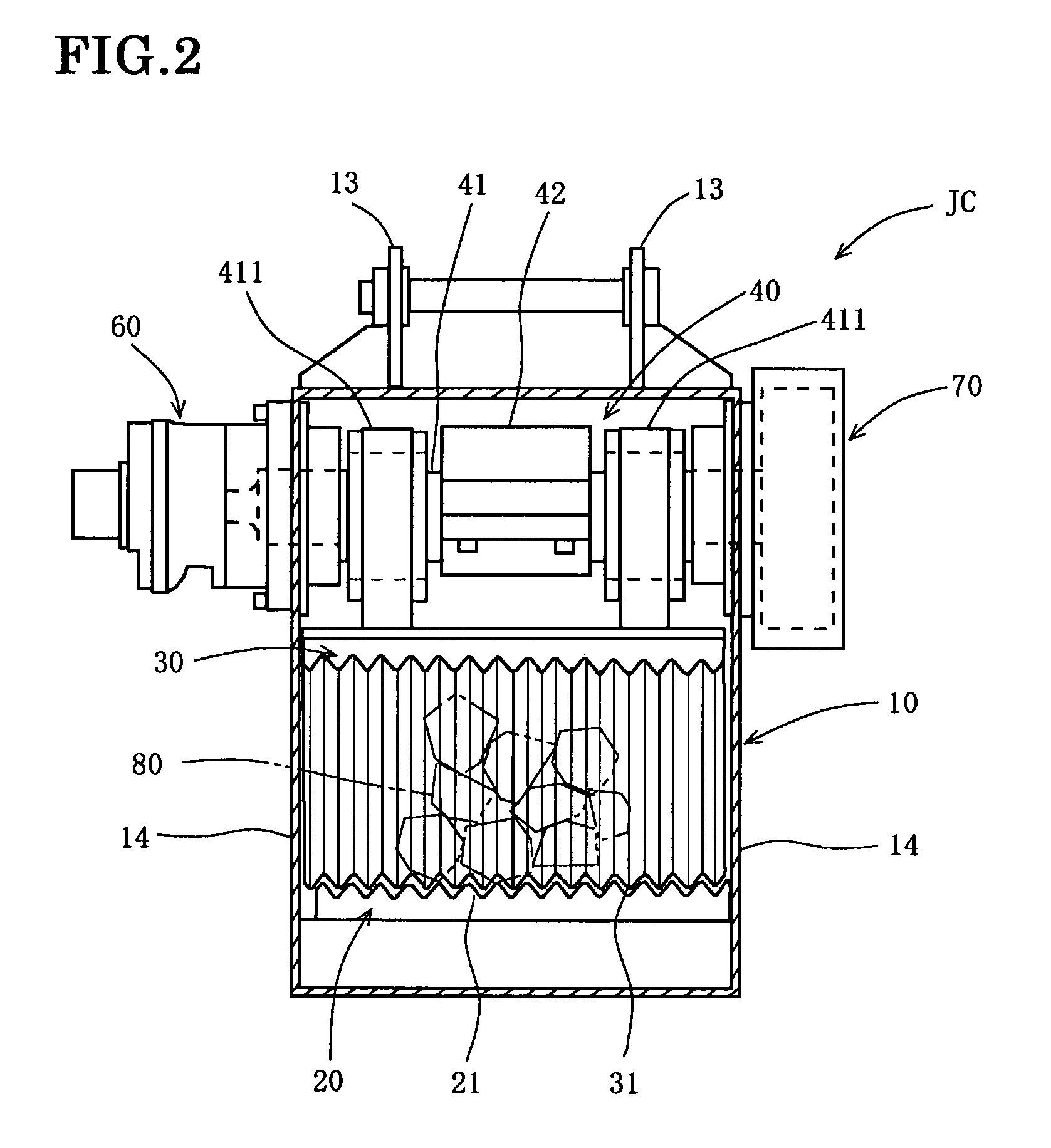 Bucket type jaw crusher