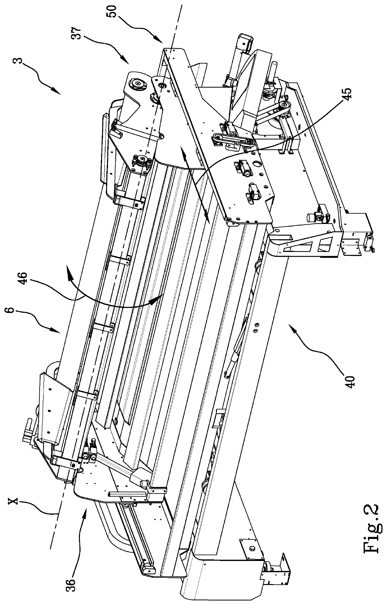 Machine for spreading fabric