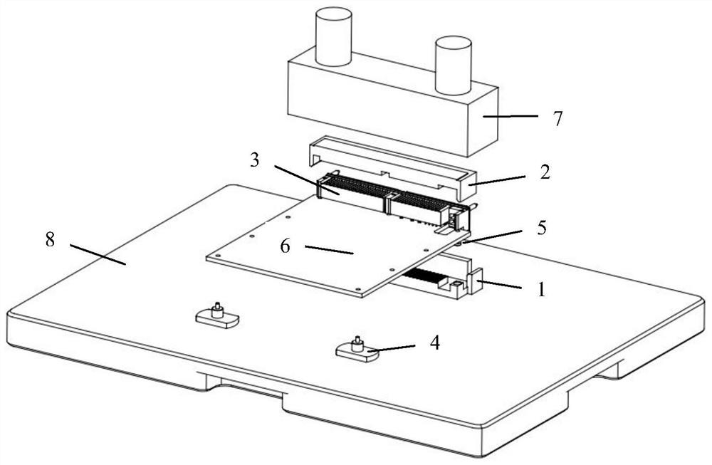 Welding-free crimping tool for inserting high-speed signal connector into high-density PCB