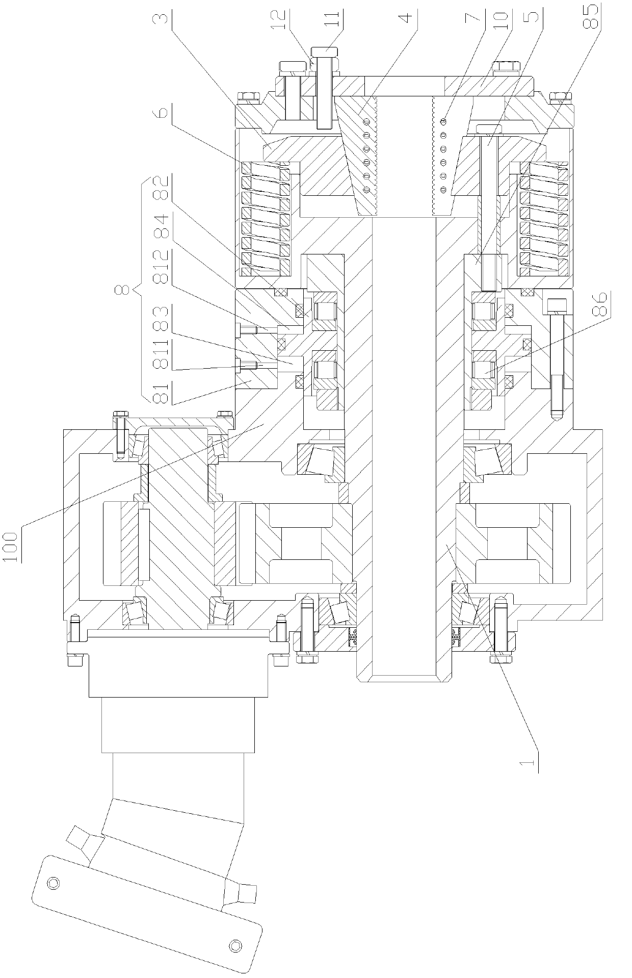 Tunnel drilling machine and hydraulic power head device thereof