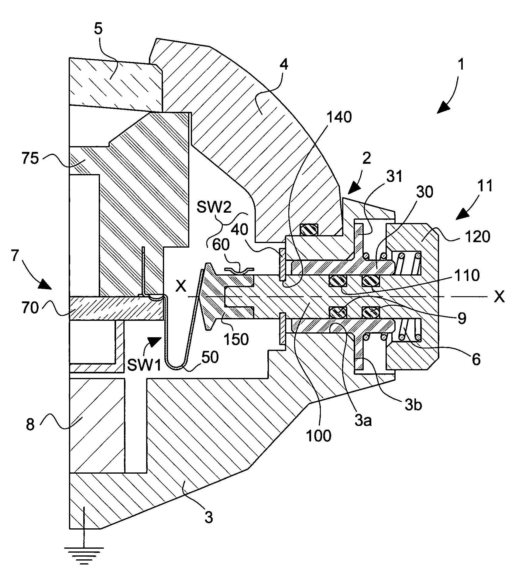 Portable electronic instrument including at least one control member arranged for also transmitting electric signals