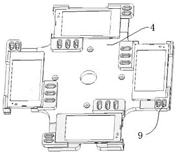 Mobile phone multi-station parallel testing device and realization method thereof