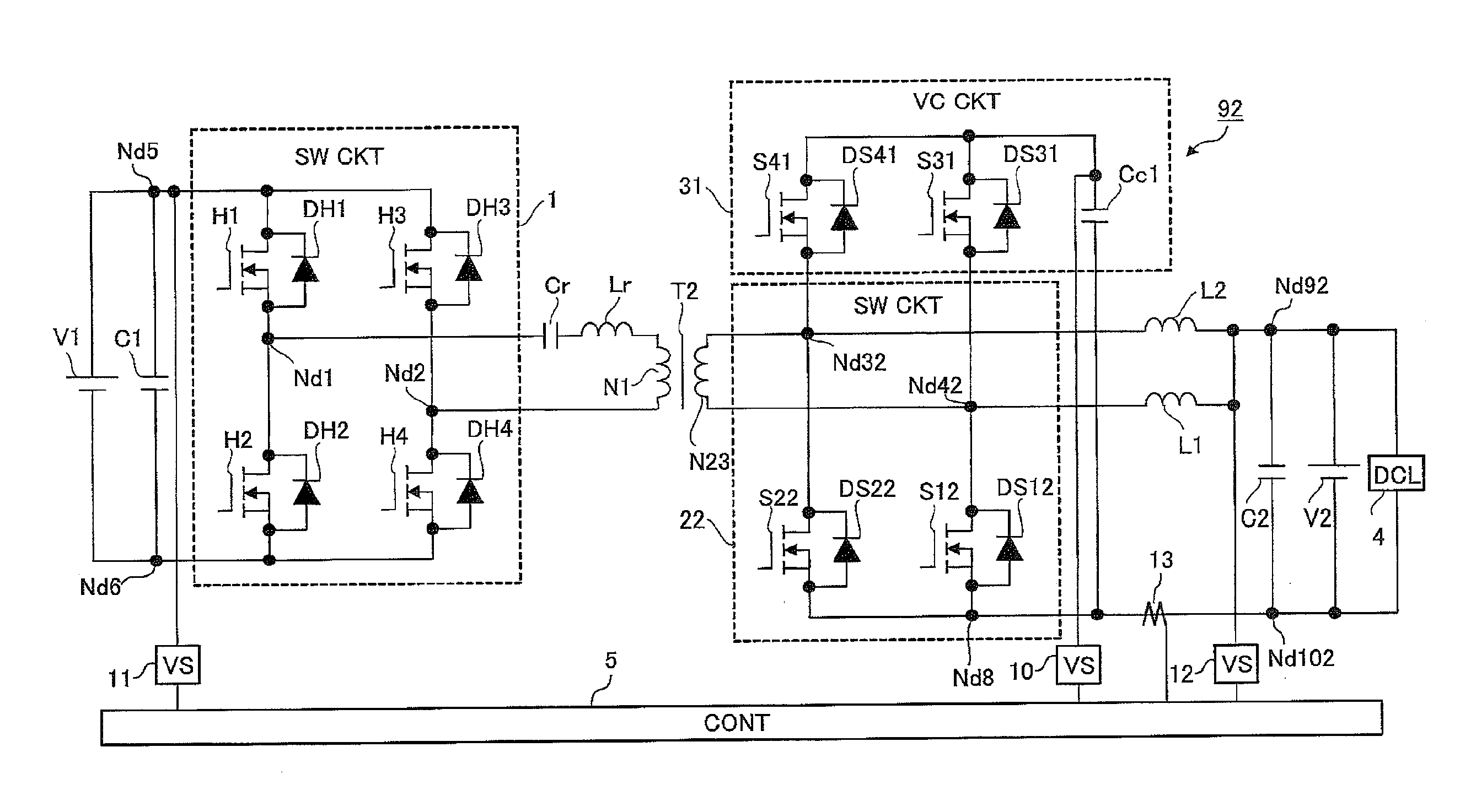 Dc-dc converter, secondary battery charge and discharge system, and method of controlling dc-dc converter