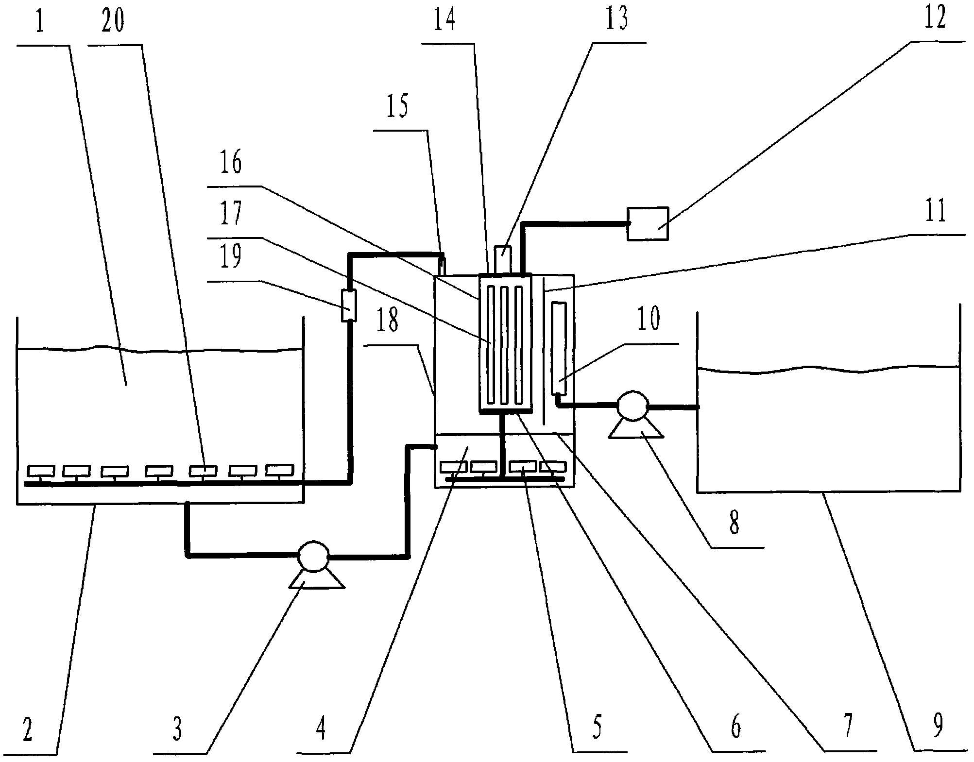 Waste water microwave photocatalytic degrading device with ozone-containing tail gas recycling mechanism