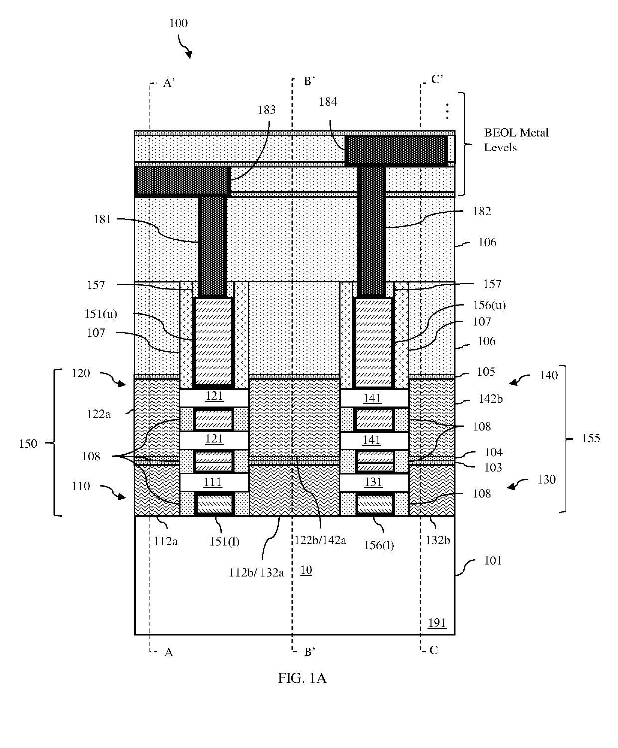 Integrated circuit structure incorporating stacked field effect transistors and method