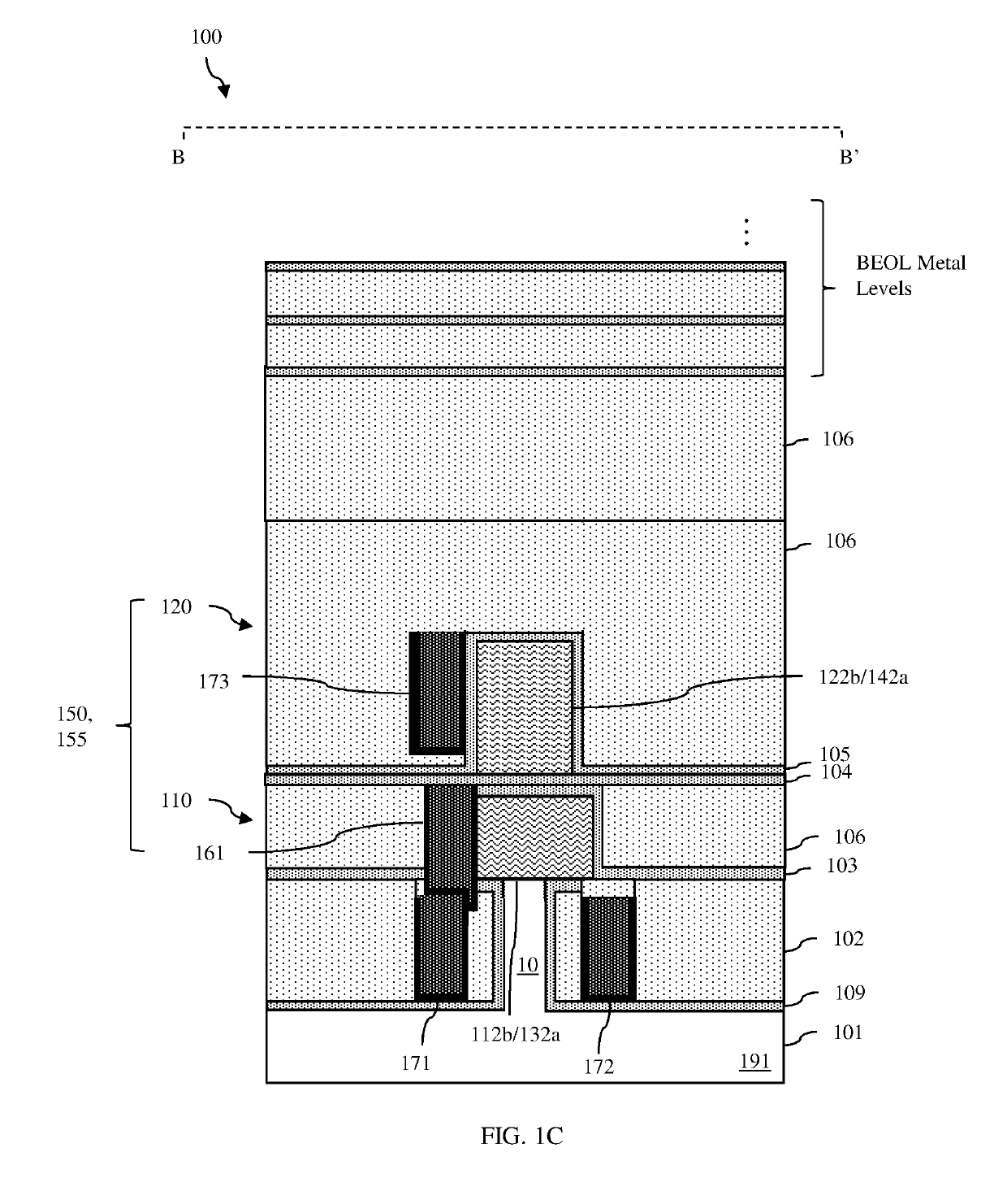 Integrated circuit structure incorporating stacked field effect transistors and method