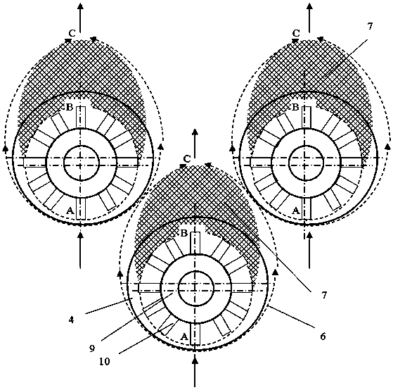 Studded tube with uniform flow cover and heating furnace with studded tube