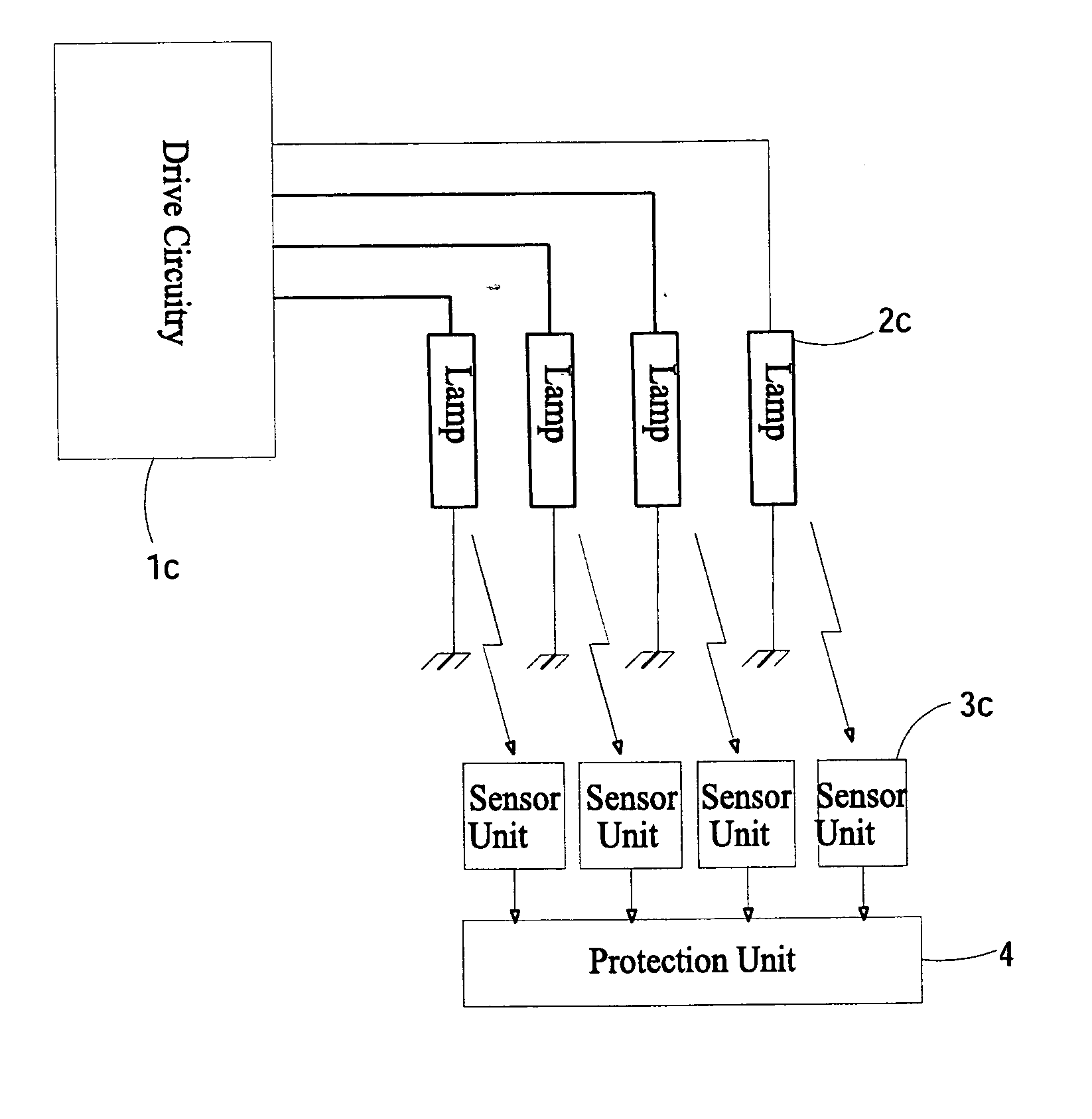 Back-lighted control and protection device for multi-lamp LCD