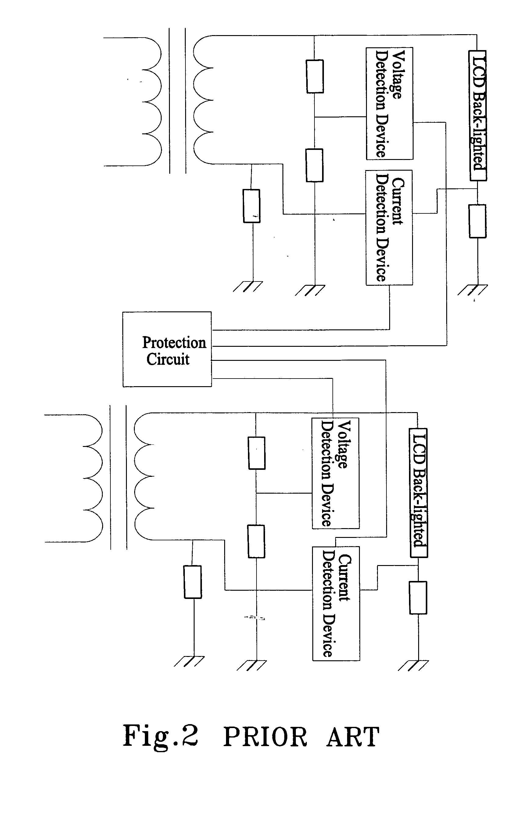 Back-lighted control and protection device for multi-lamp LCD