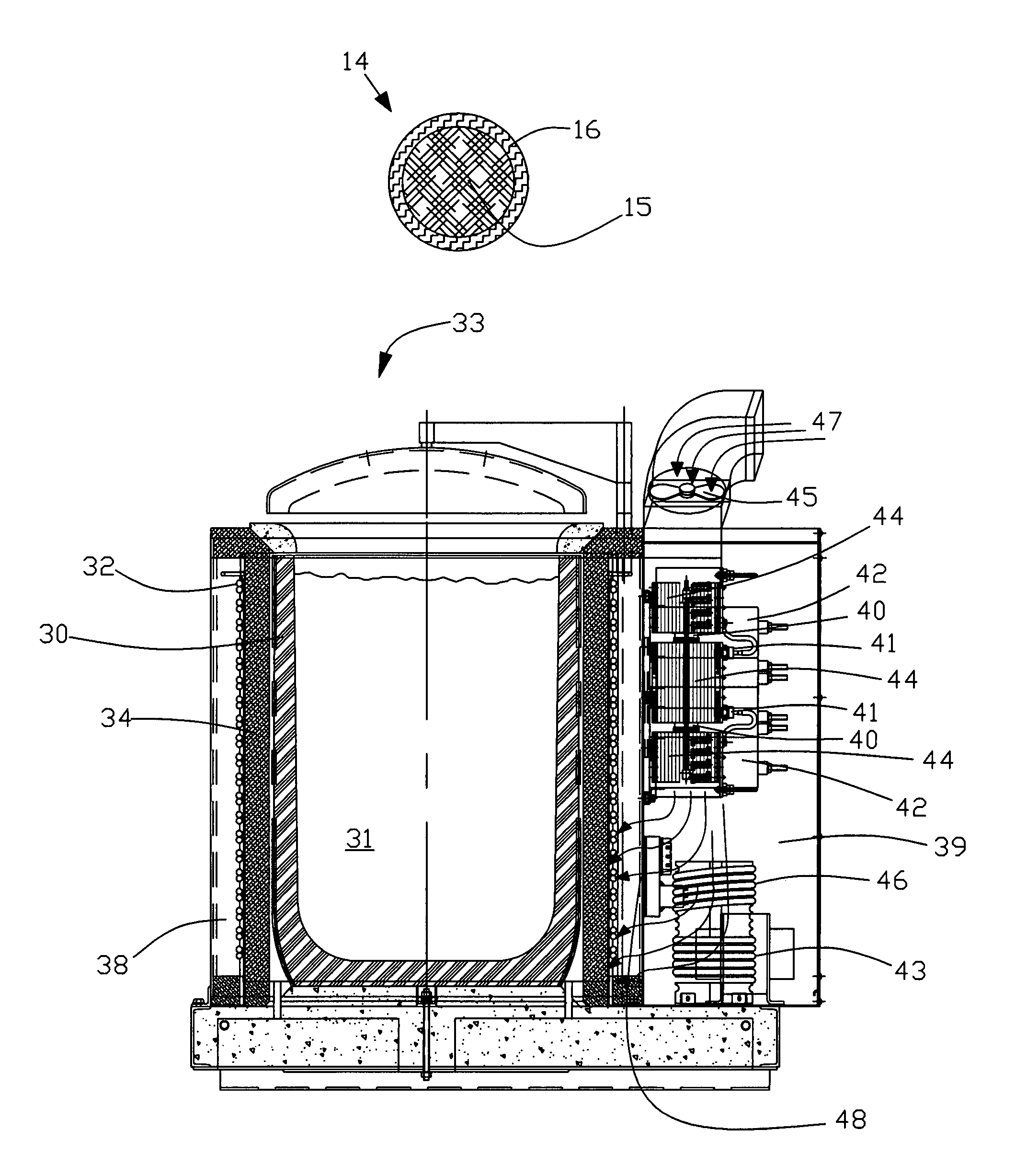 High efficiency induction heating and melting systems