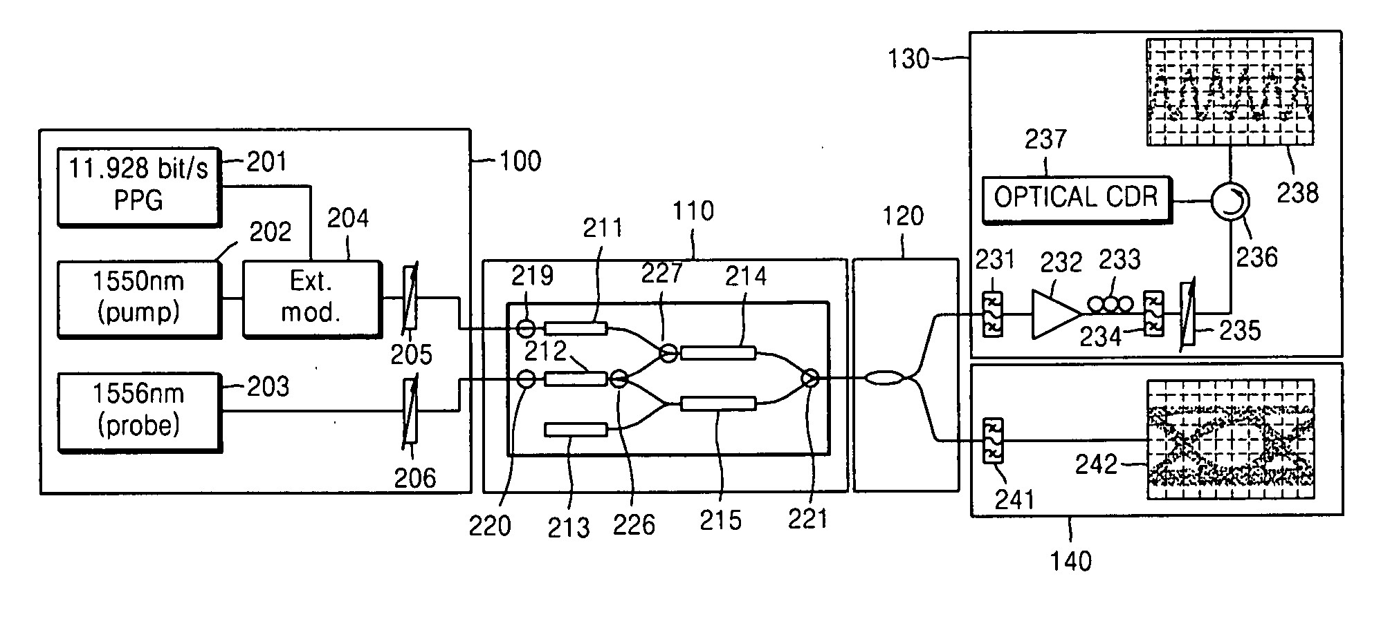 Apparatus and method for wavelength conversion and clock signal extraction using semiconductor optical amplifiers