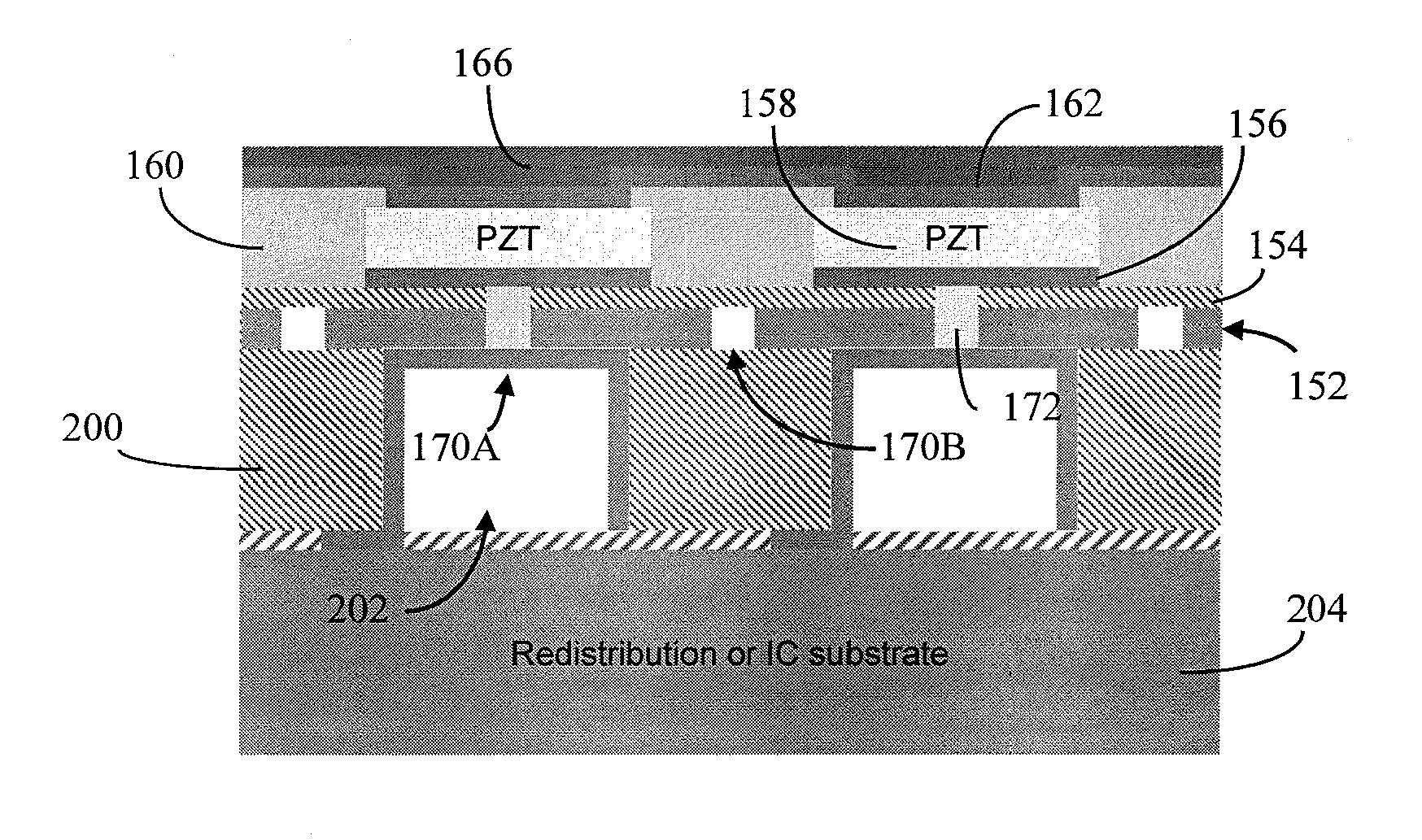 Methods for forming piezoelectric ultrasonic transducers, and associated apparatuses