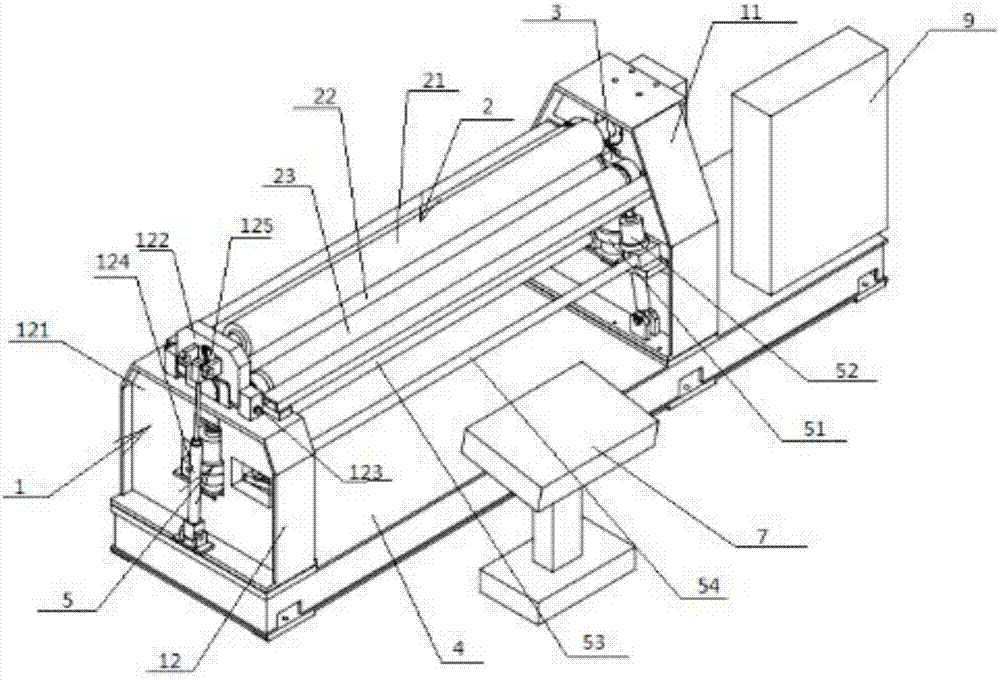 Three-roller linkage adjustable CNC four-roller plate rolling machine