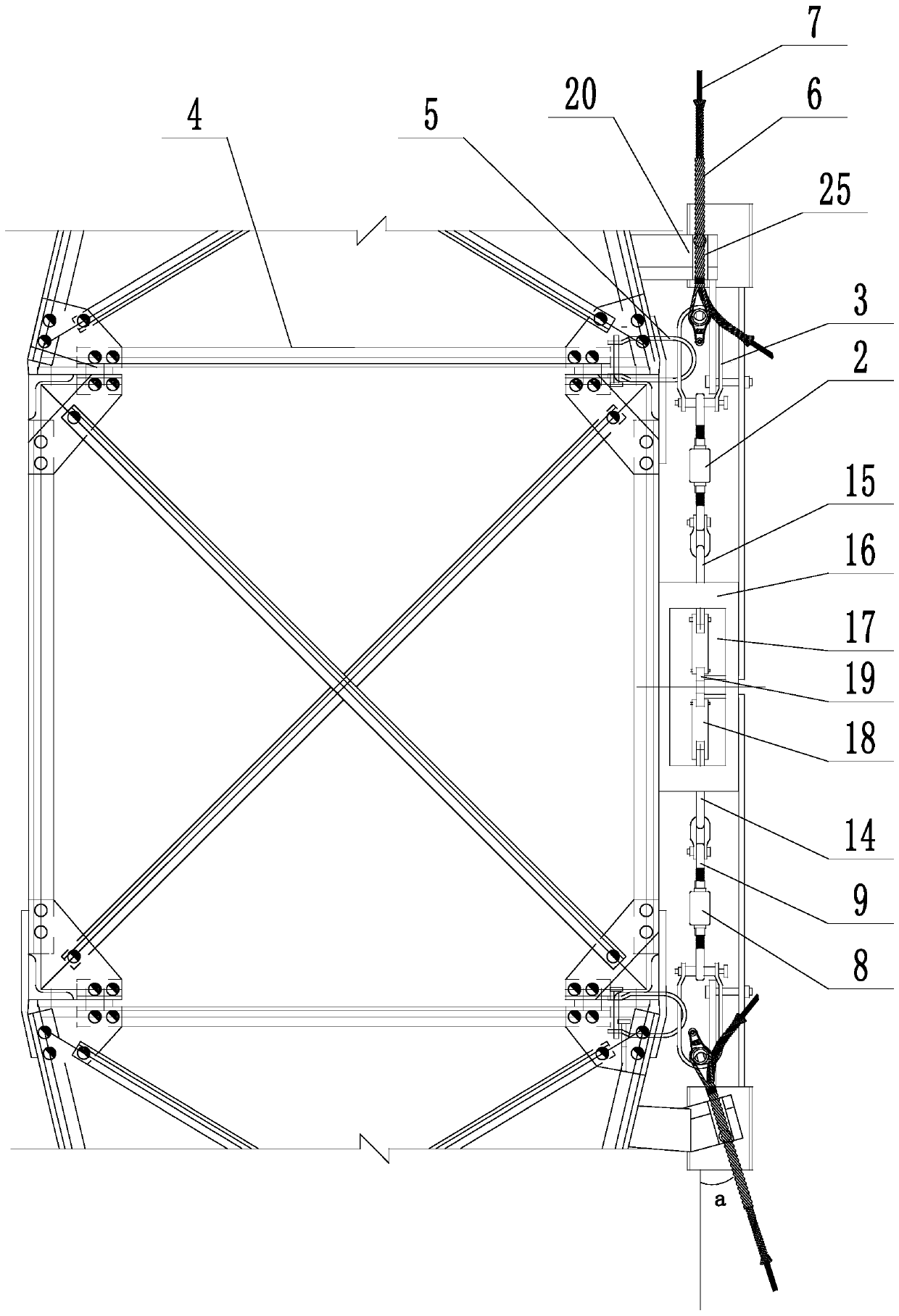 A connection device between adss optical cable and iron tower