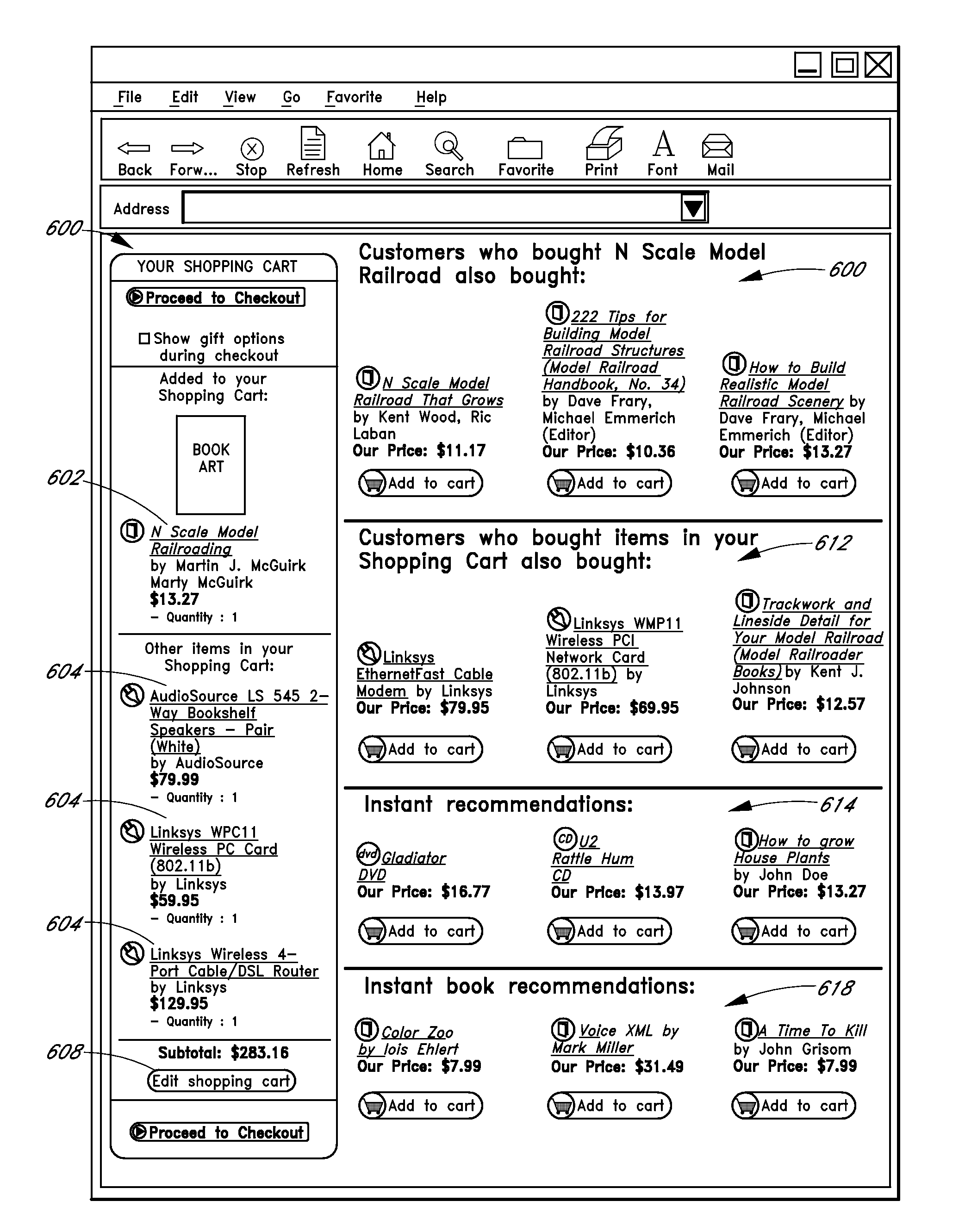 User interface and methods for recommending items to users