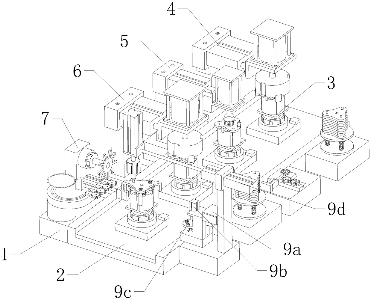 Spanner frame assembly device of vehicle machine oil filter element spanner automatic assembly machine