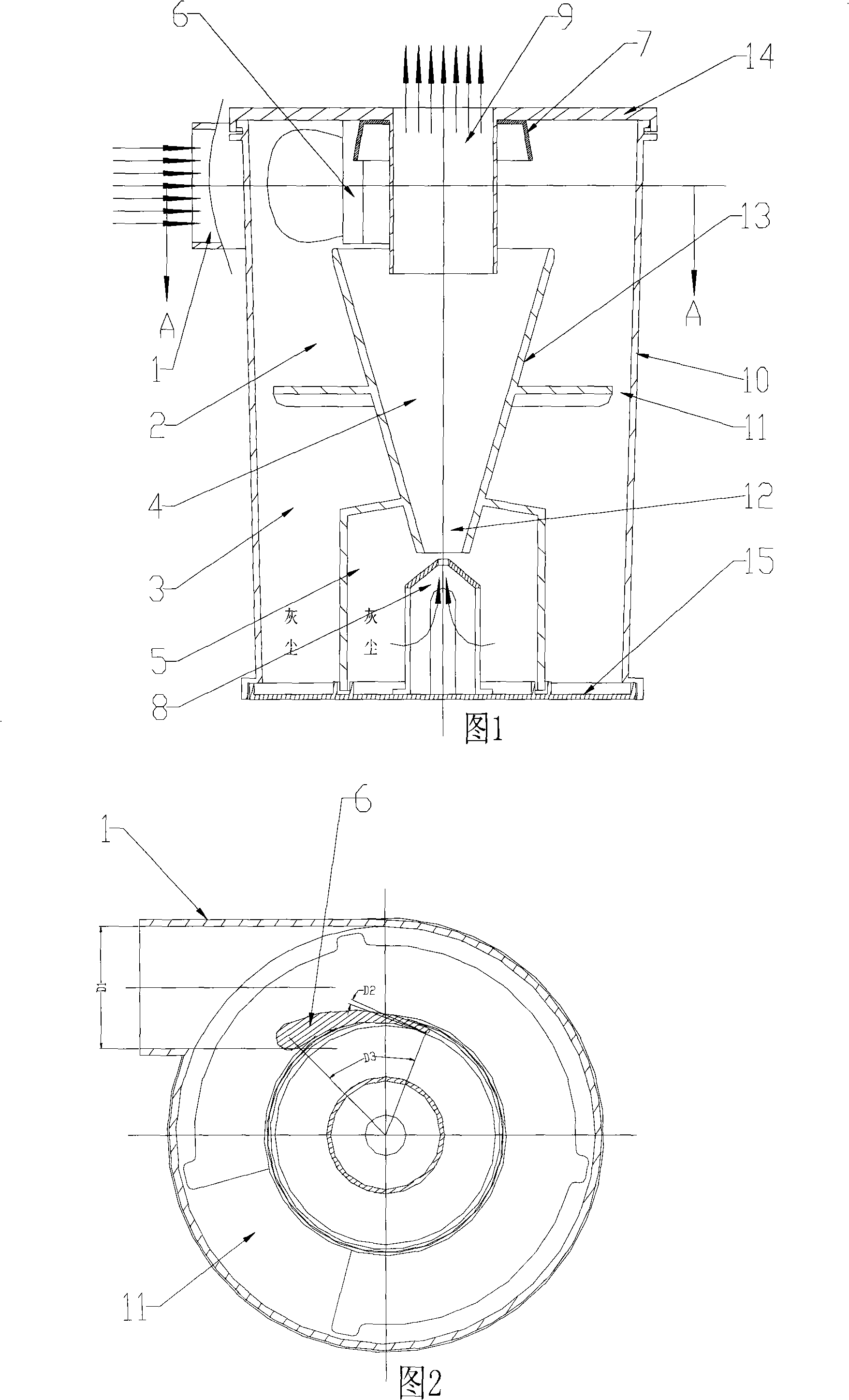 Inner core acceleration type cyclone separator