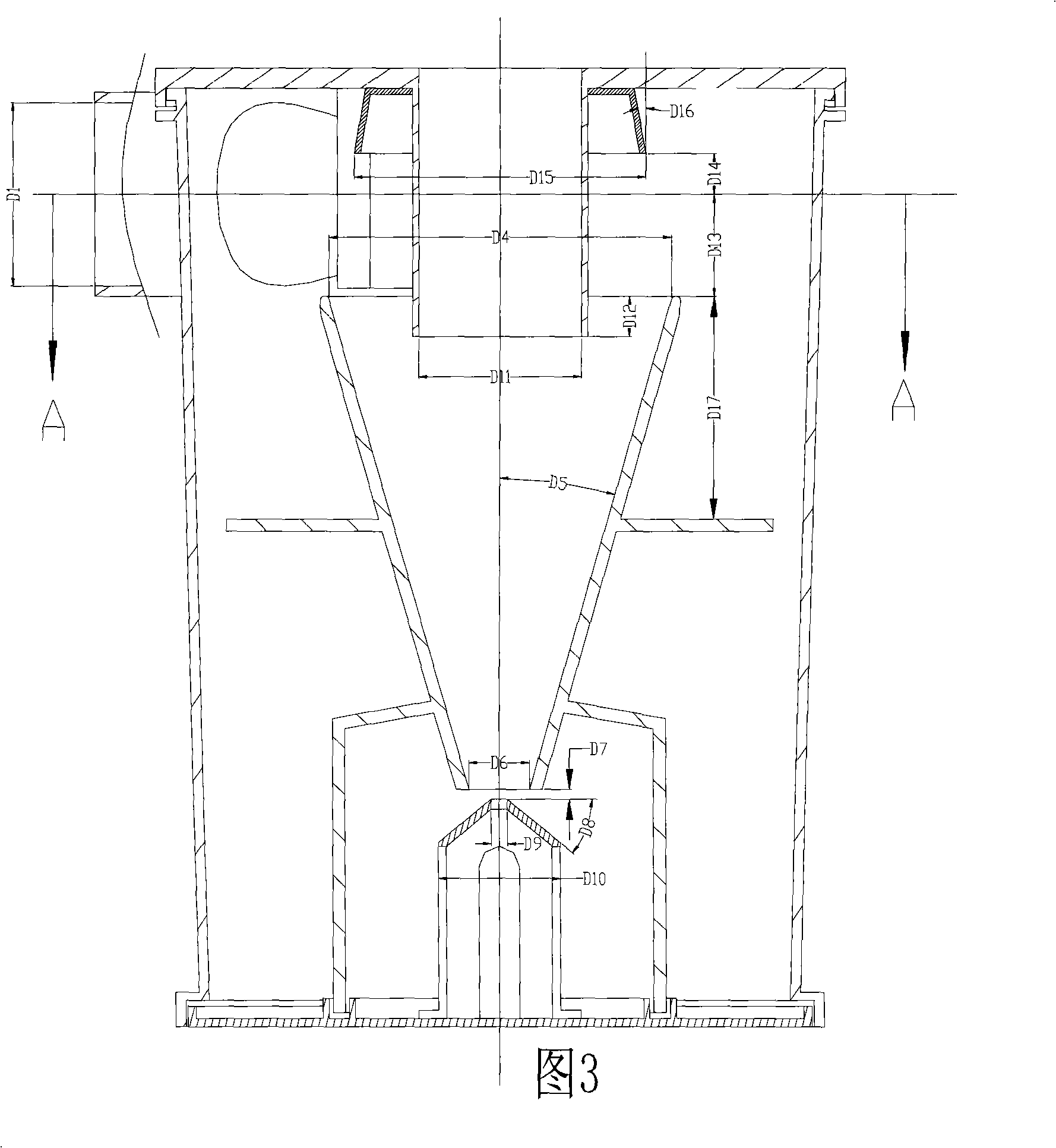 Inner core acceleration type cyclone separator