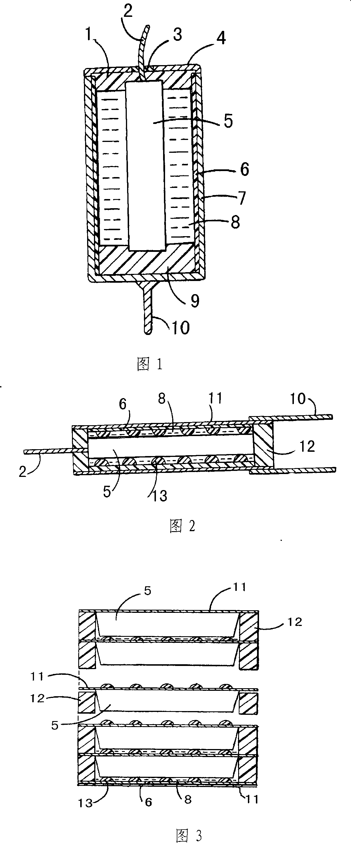 Tantalum ruthenium mixing type electrolytic capacitor and preparation method thereof