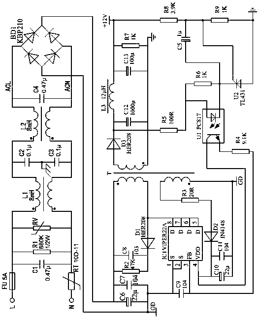 High-efficiency switching converter device and method