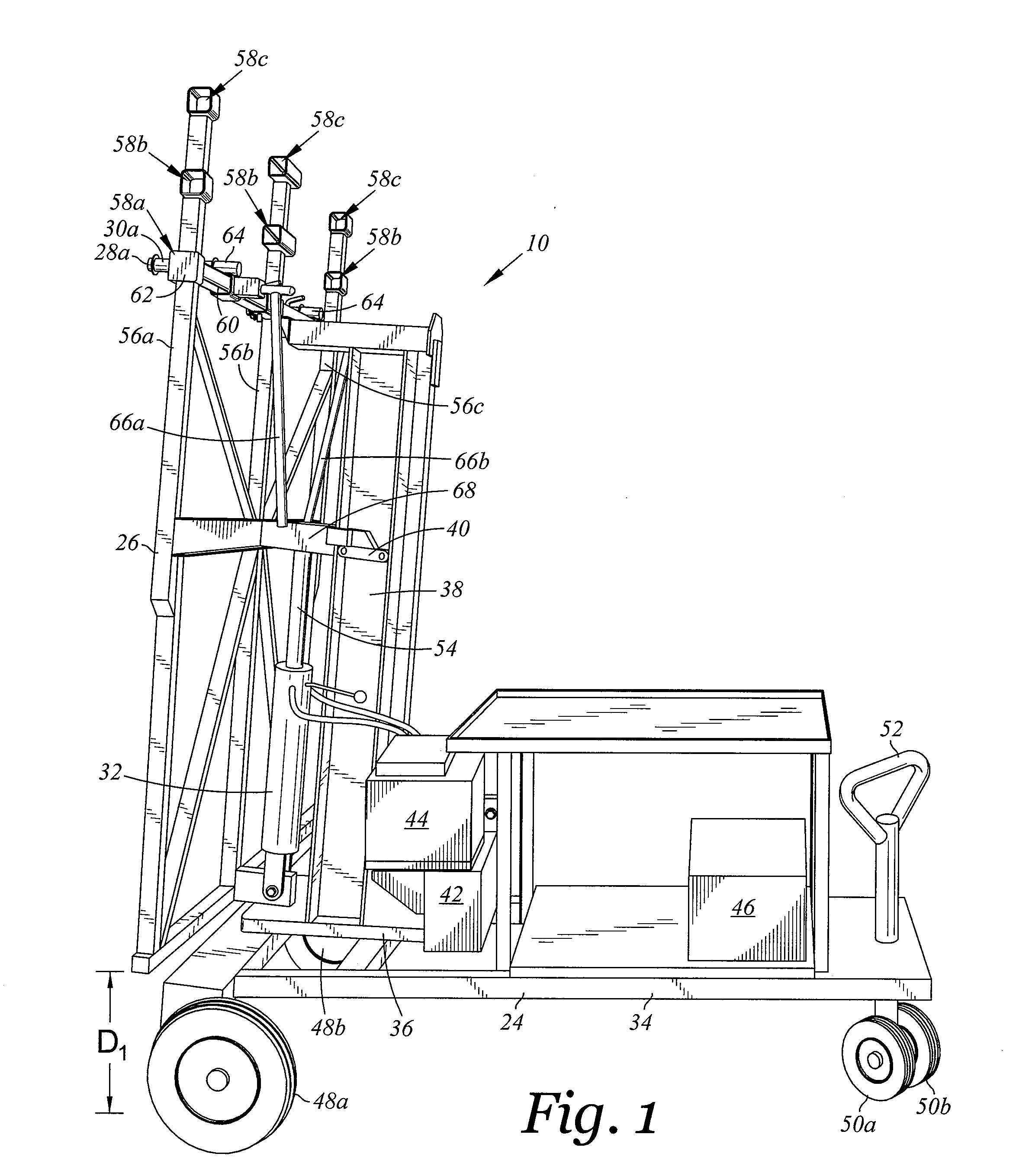 Wall lifting, transport and positioning device with roller pins