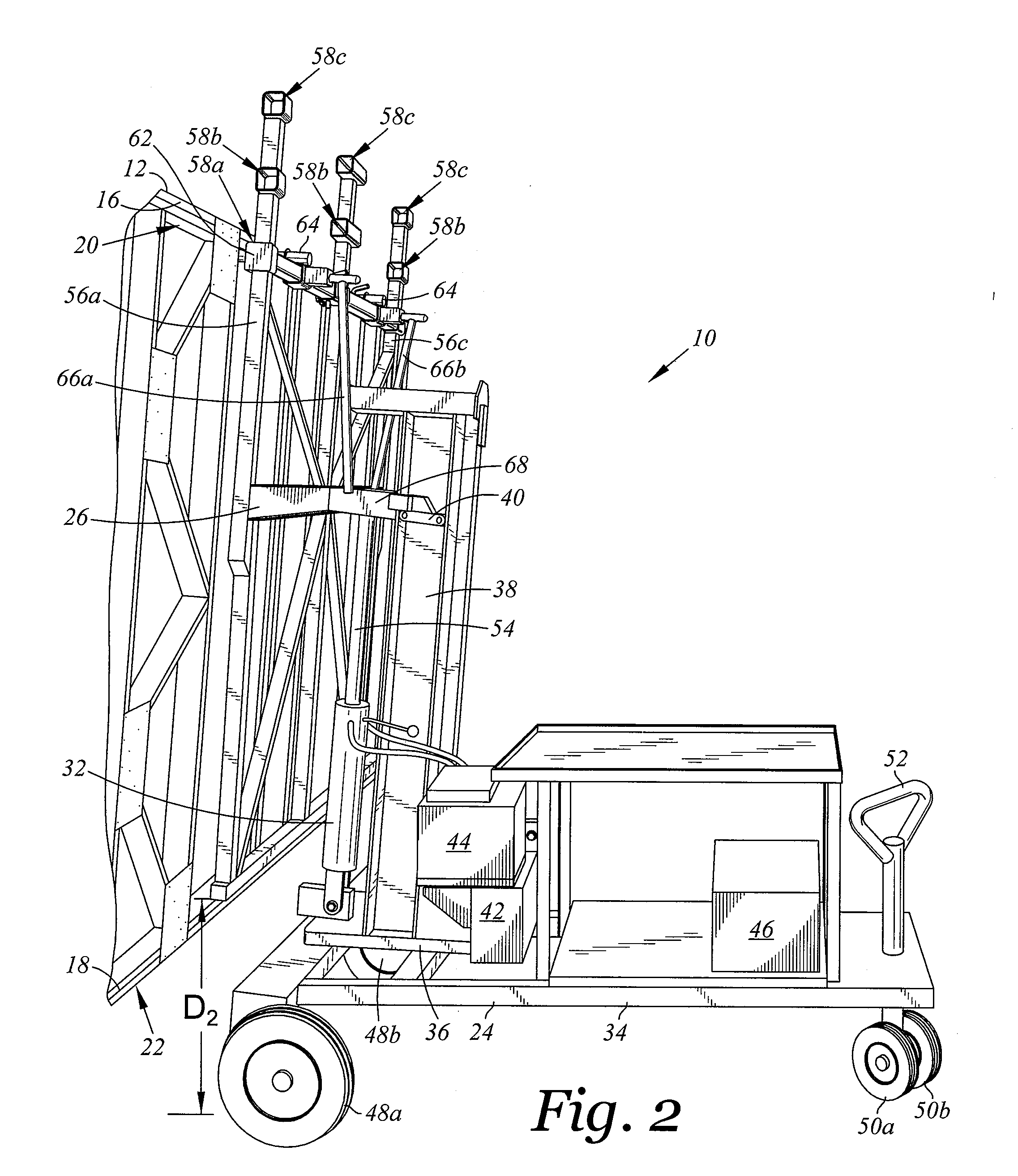 Wall lifting, transport and positioning device with roller pins