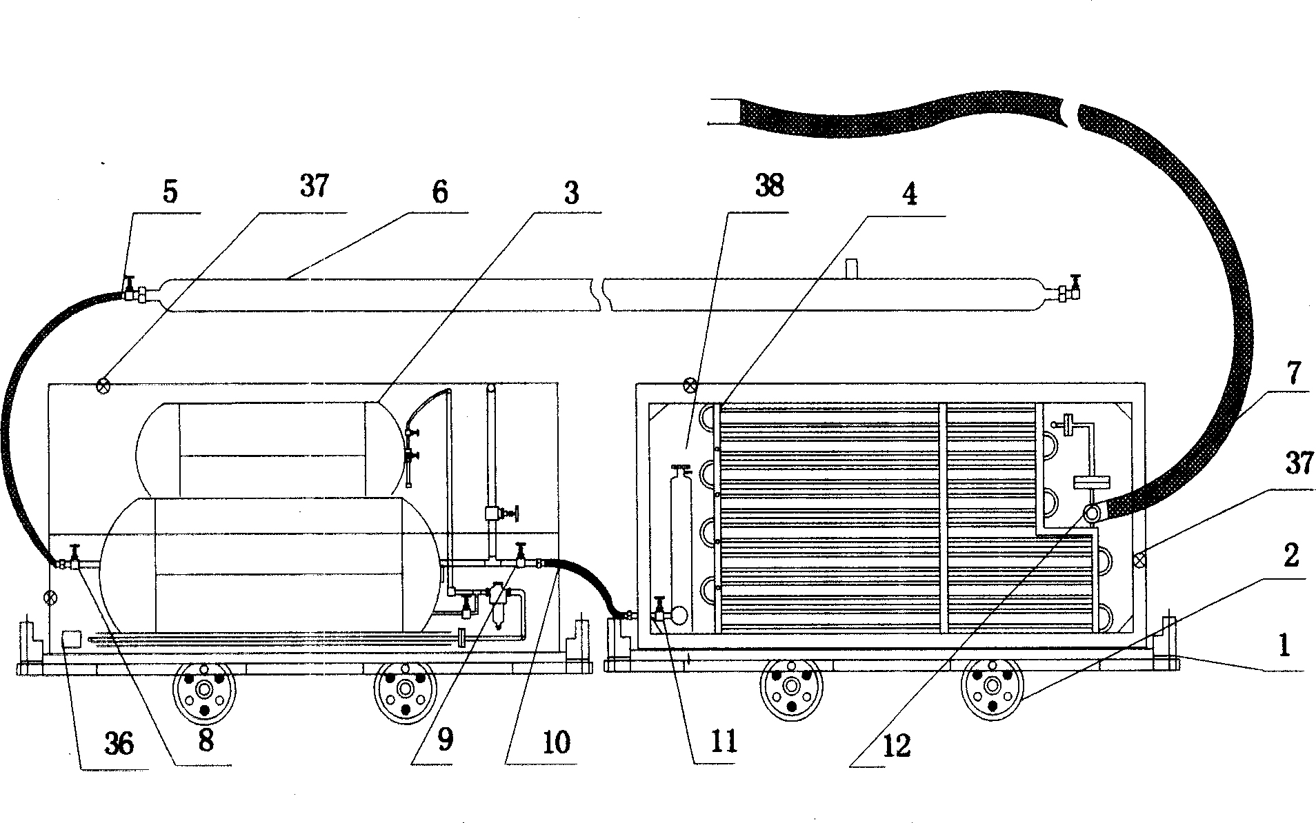 Multifunctional liquid nitrogen extinguishment vehicle for alley way