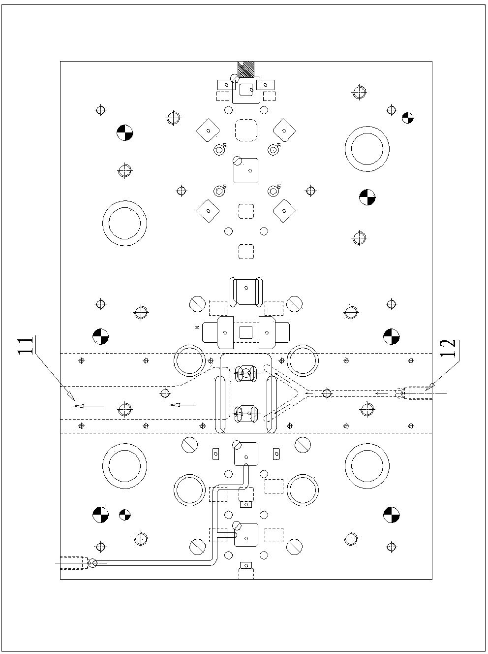 Upper punching structure for continuous deep drawing or molding die