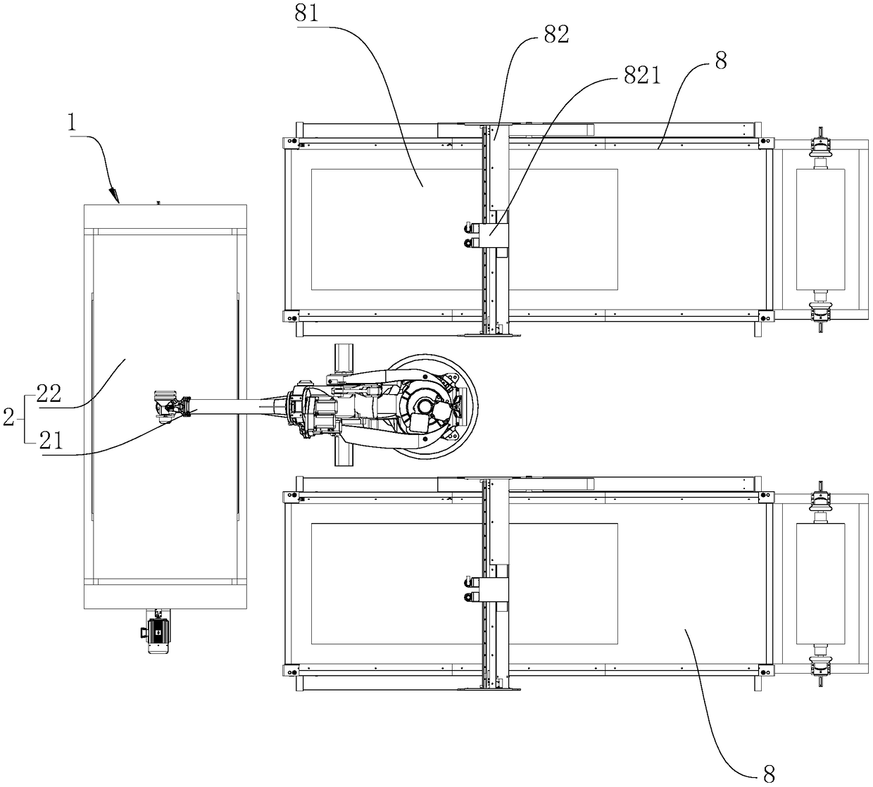 Automatic laying production line for preformed piece at wind power blade root and control method