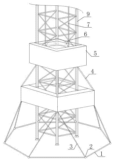 Device for reinforcing tower crane in coastal zone