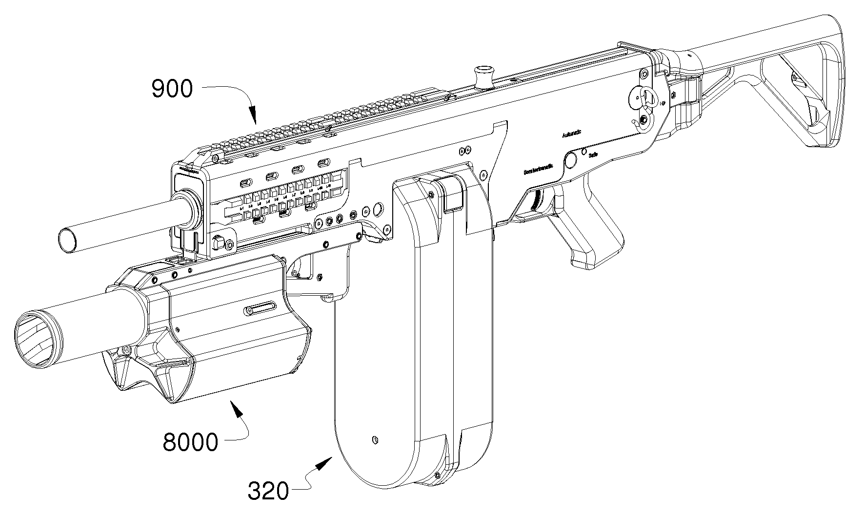 Urban combat system automatic firearm having ammunition feed controlled by weapon cycle