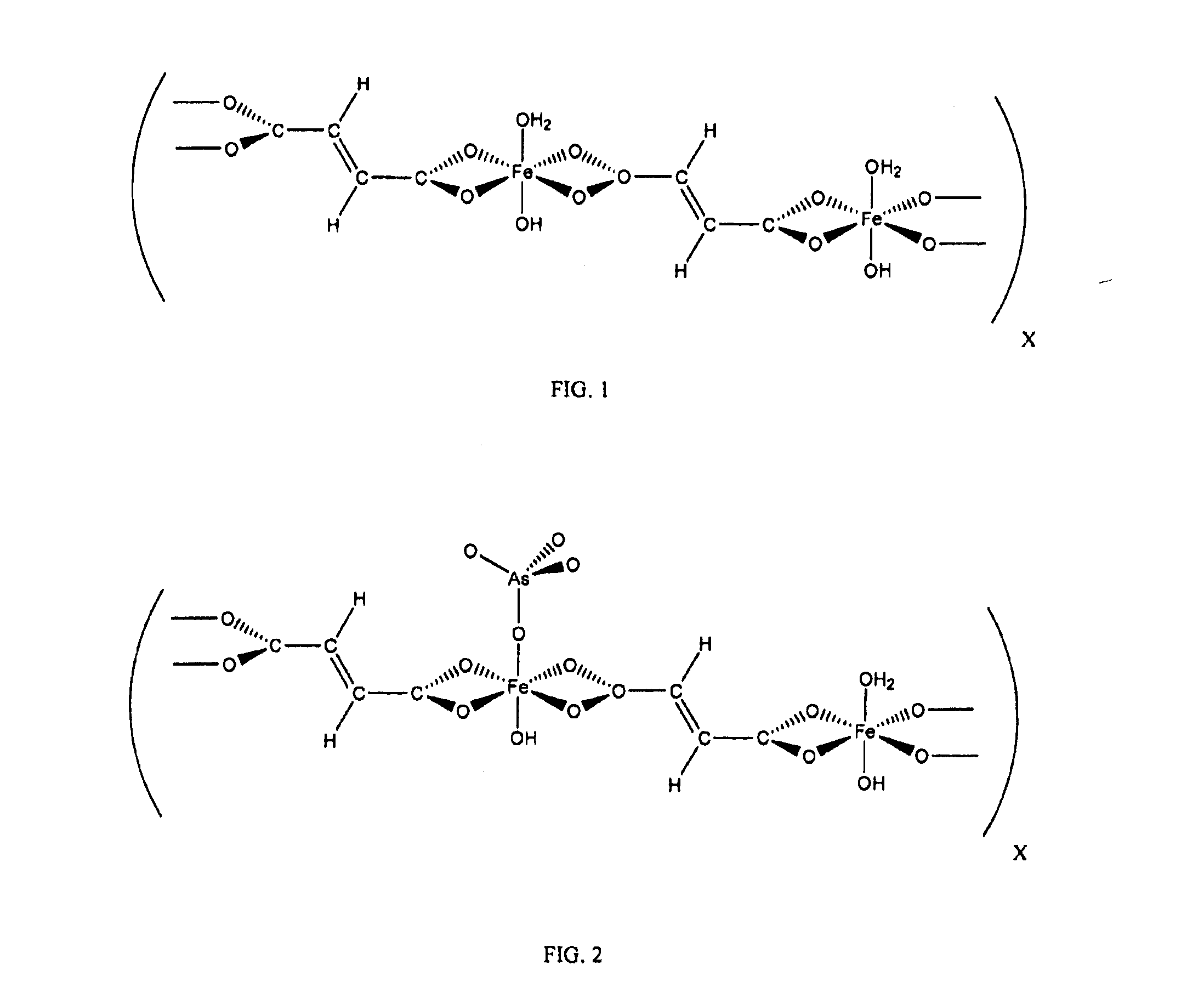 Iron coordination polymers for adsorption of arsenate and phosphate