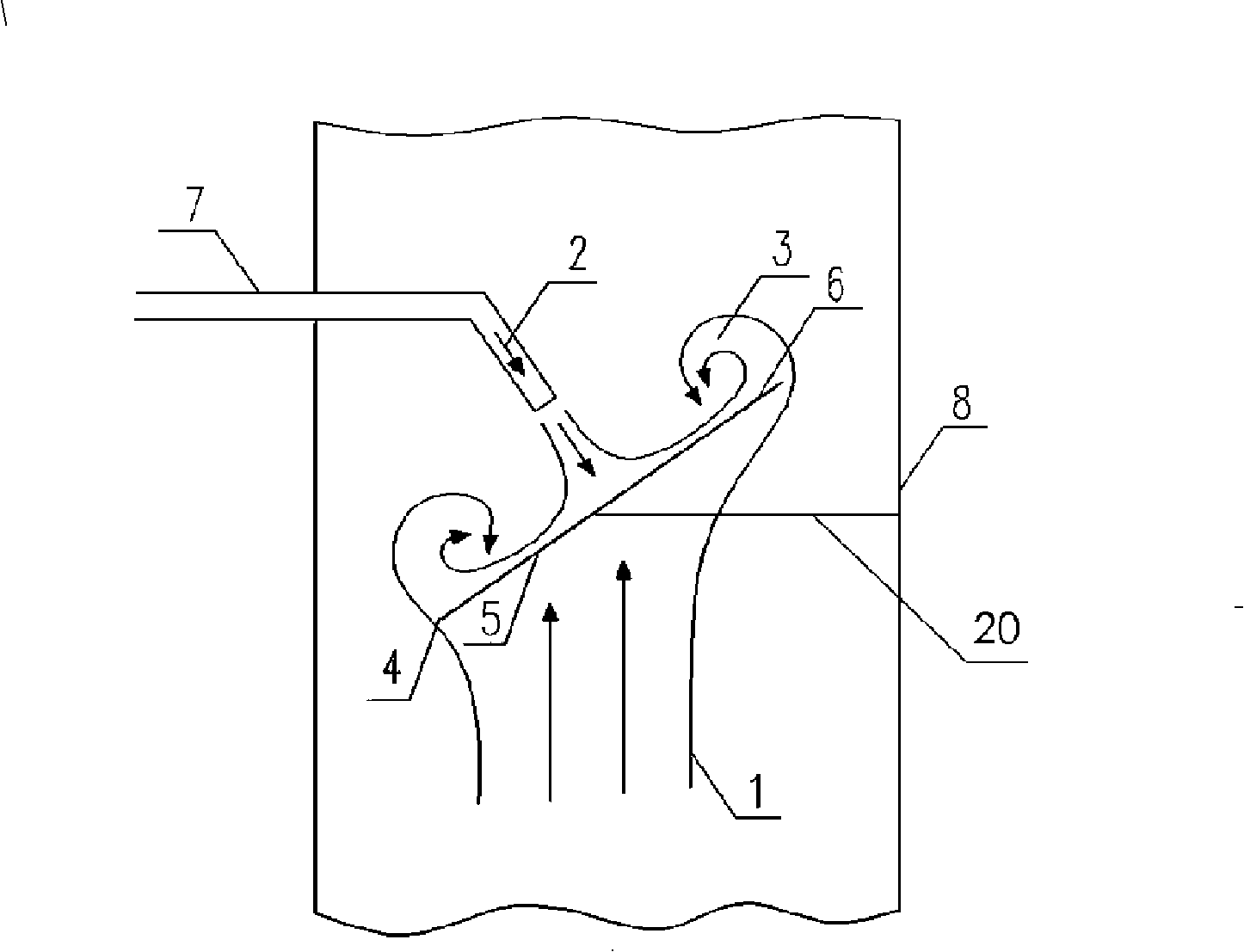 Flue gas denitrating whirling current mixer and whirling current mixing method