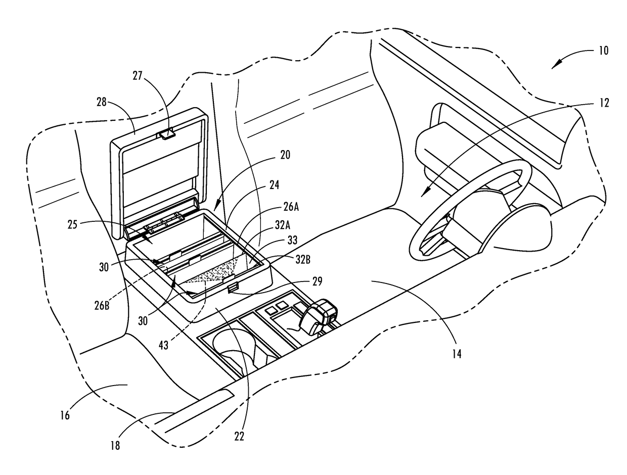 Storage compartment and hanging storage module having illuminated tab