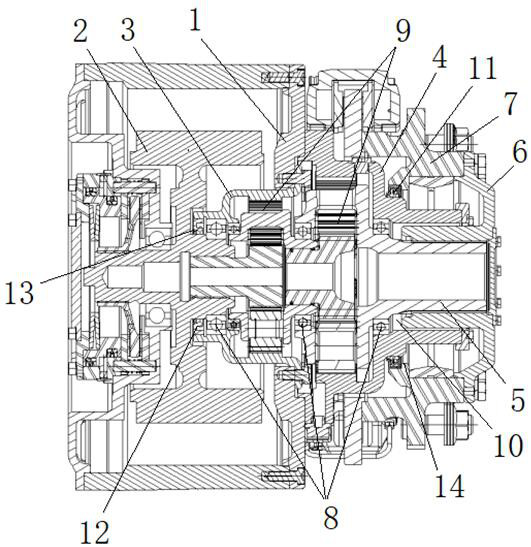 Small and light-weight high-power heavy-load electric wheel lubricating and sealing method and structure