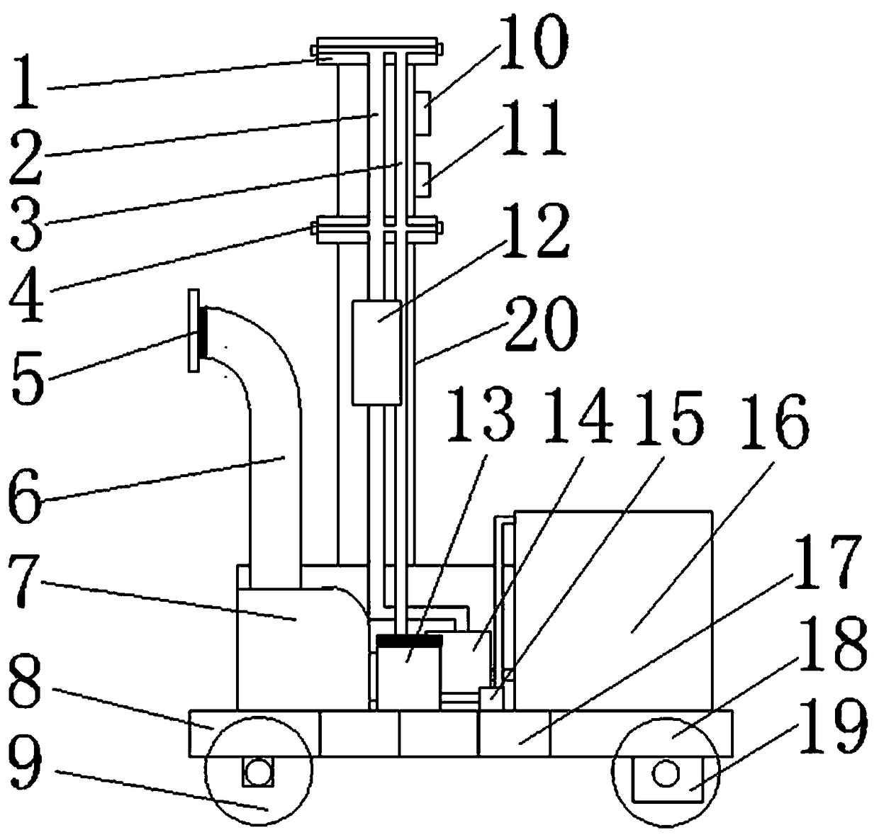 Travelling-type wind-and-water-linkage spraying and dust falling device for mines and application method of device