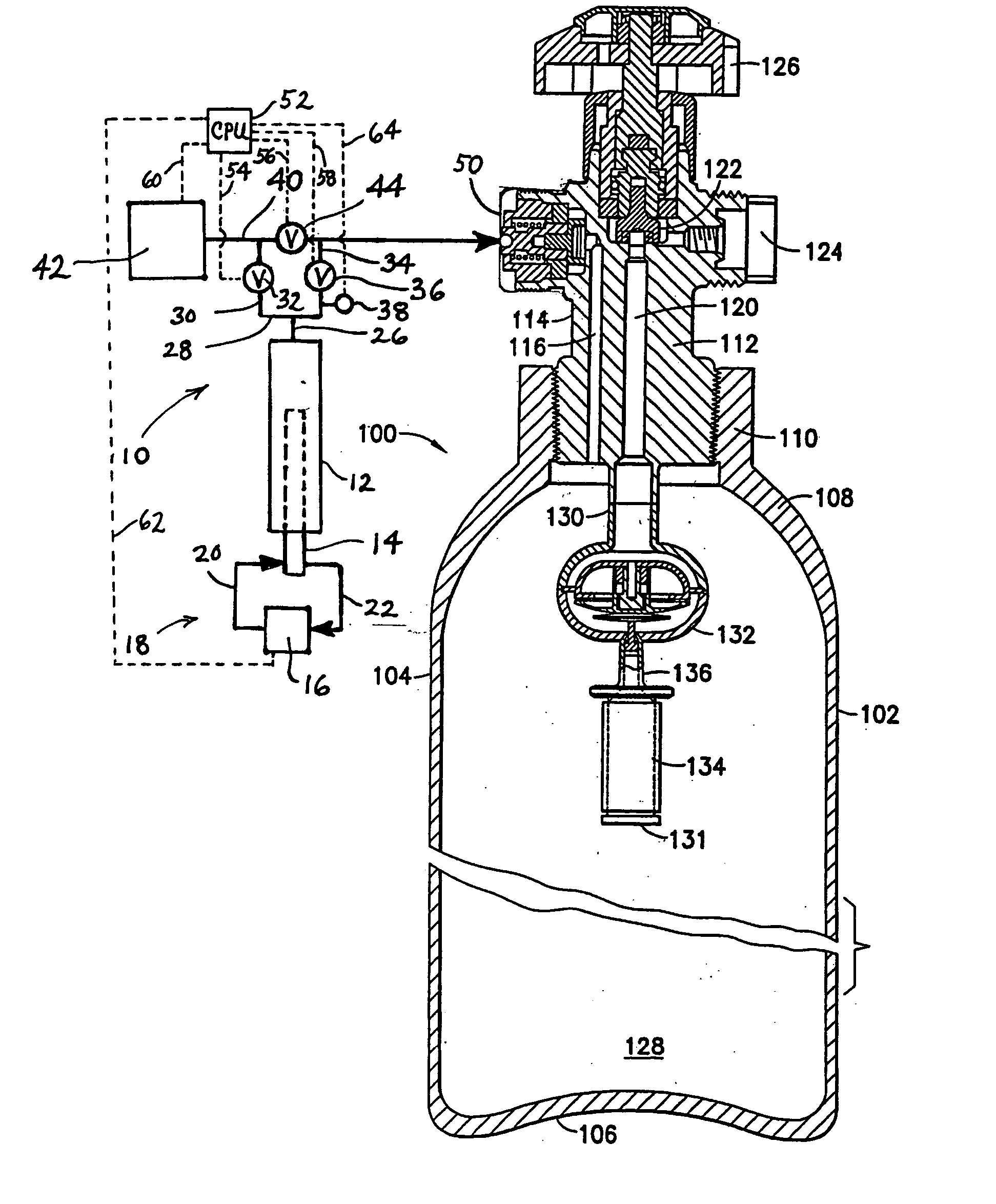 Gas charging system for fill of gas storage and dispensing vessels