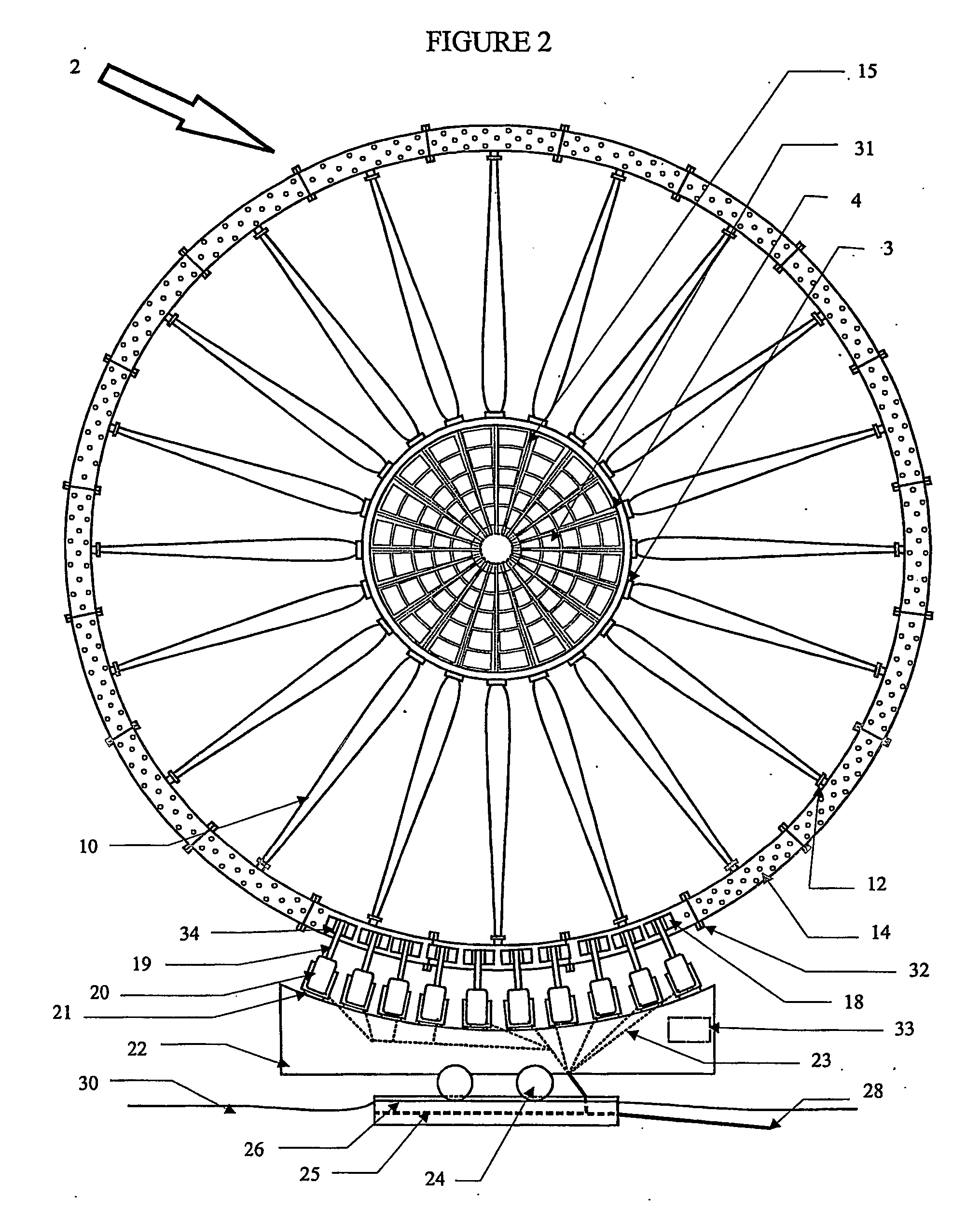 Wind turbine with friction drive power take off on outer rim