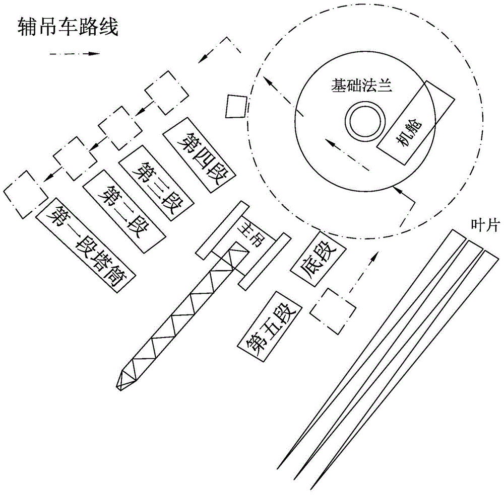 Split type hoisting method for 5MW land type wind generating set