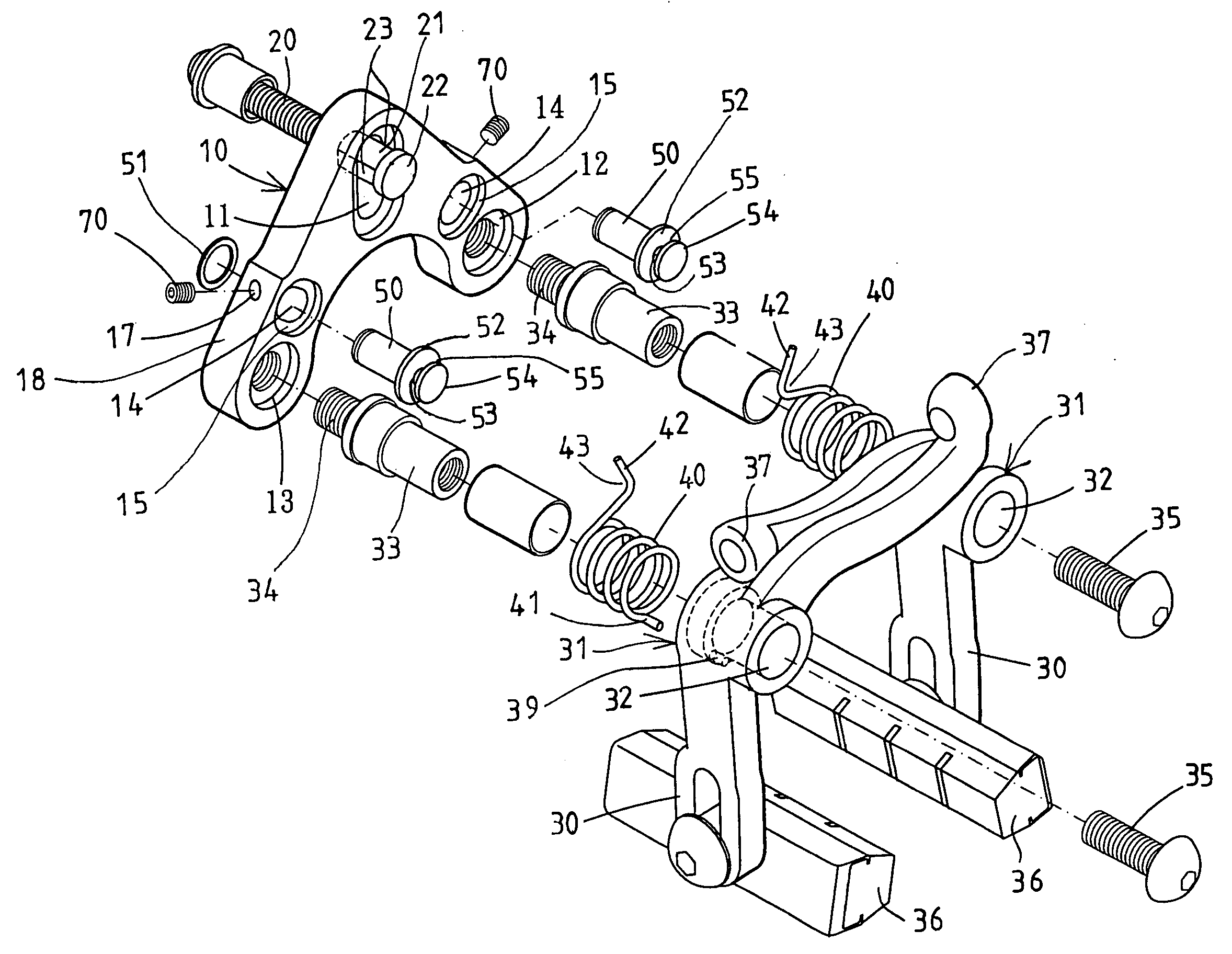 Brake device having adjustable spring member