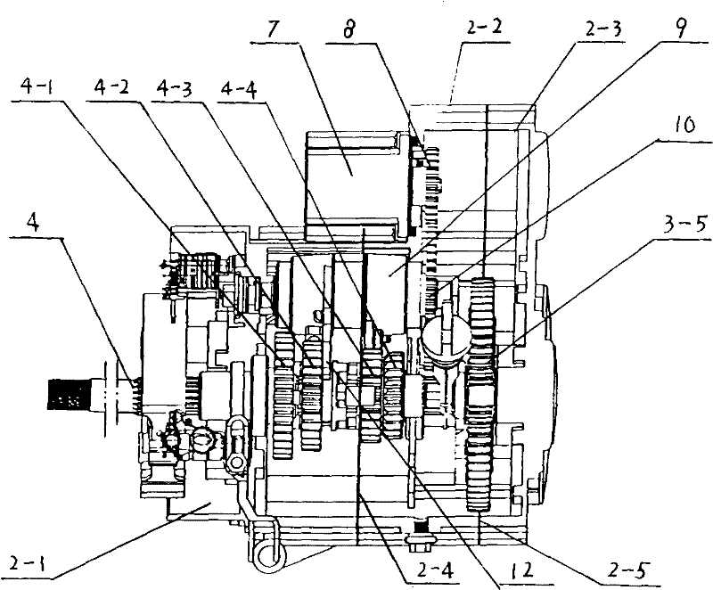 Integrated multi-shift speed changing power mechanism of electric motorcycle