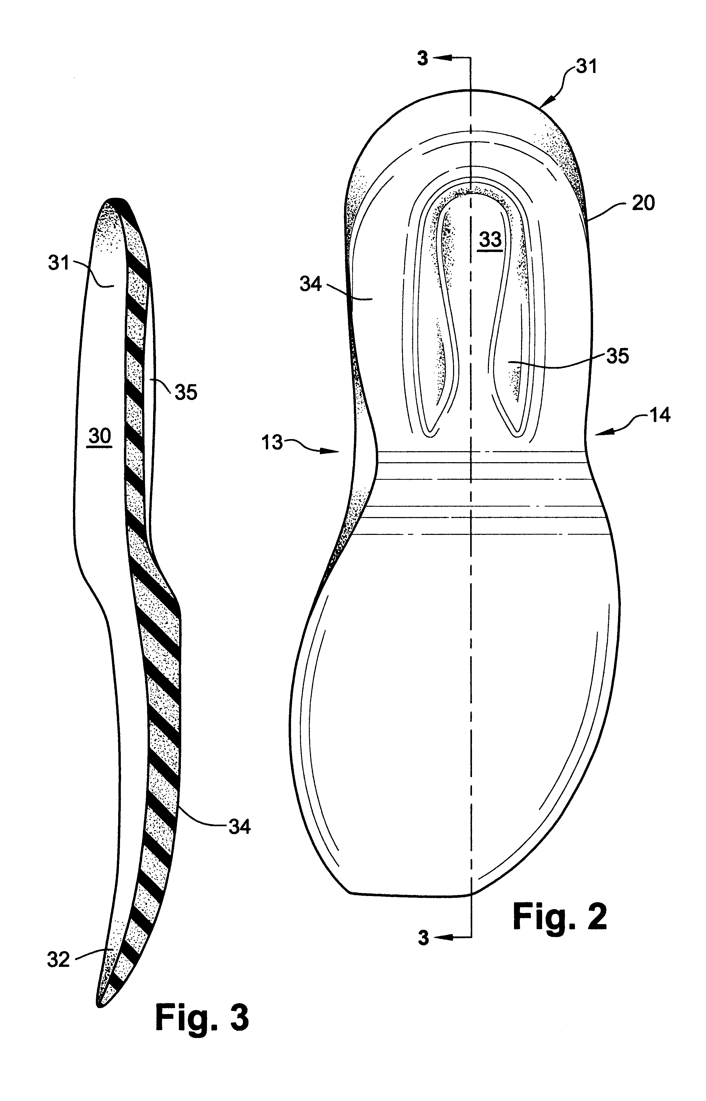 Shoe incorporating improved shock absorption and stabilizing elements