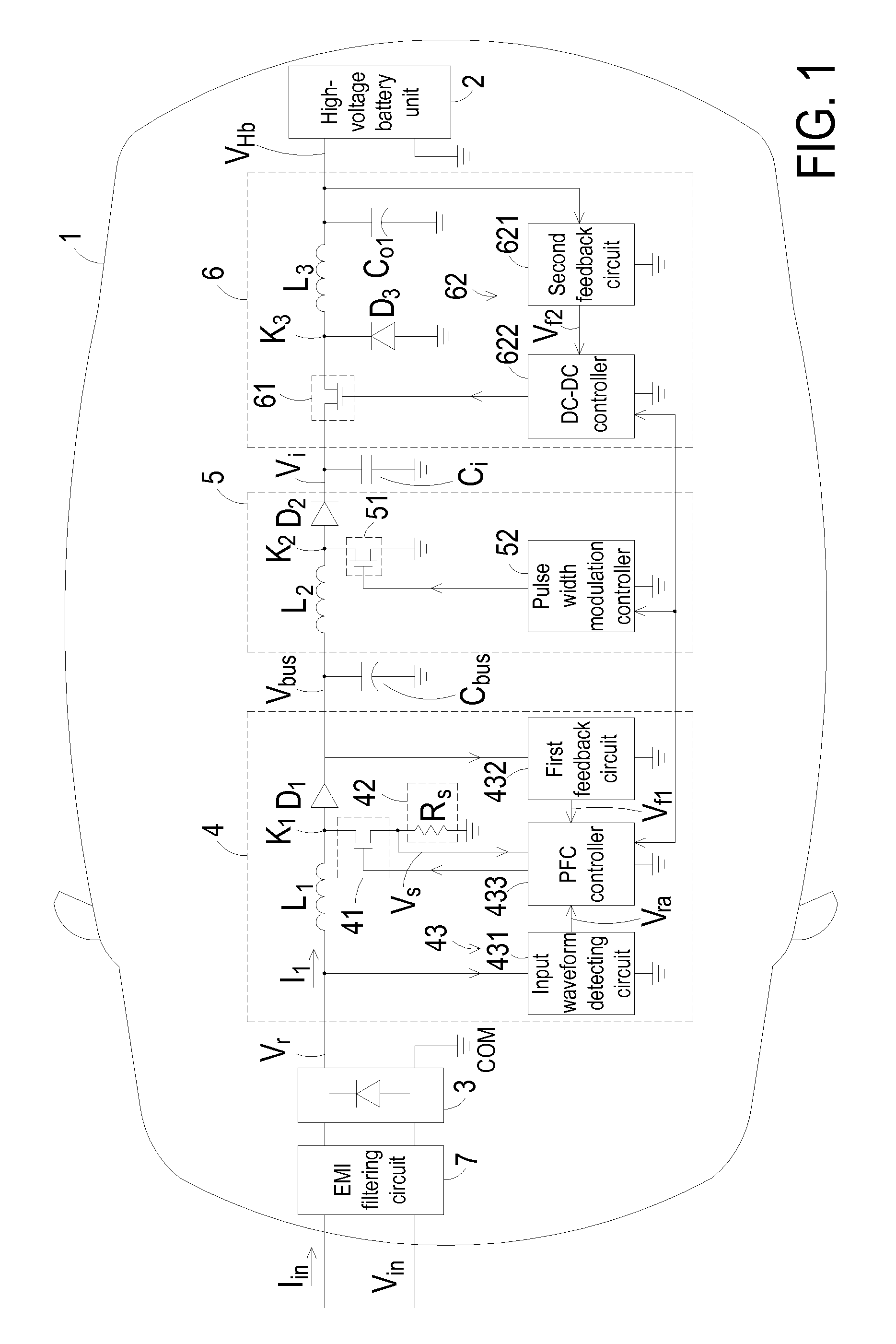 High-voltage battery charging system and charger with such charging system