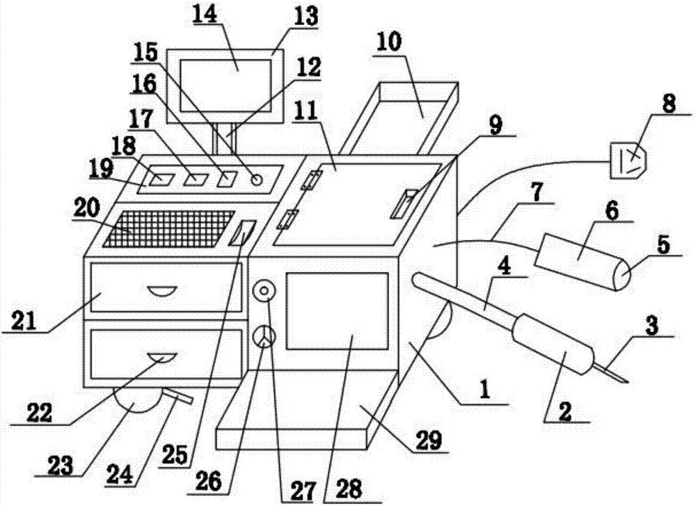 Integrated amniotic fluid examination device for obstetric department