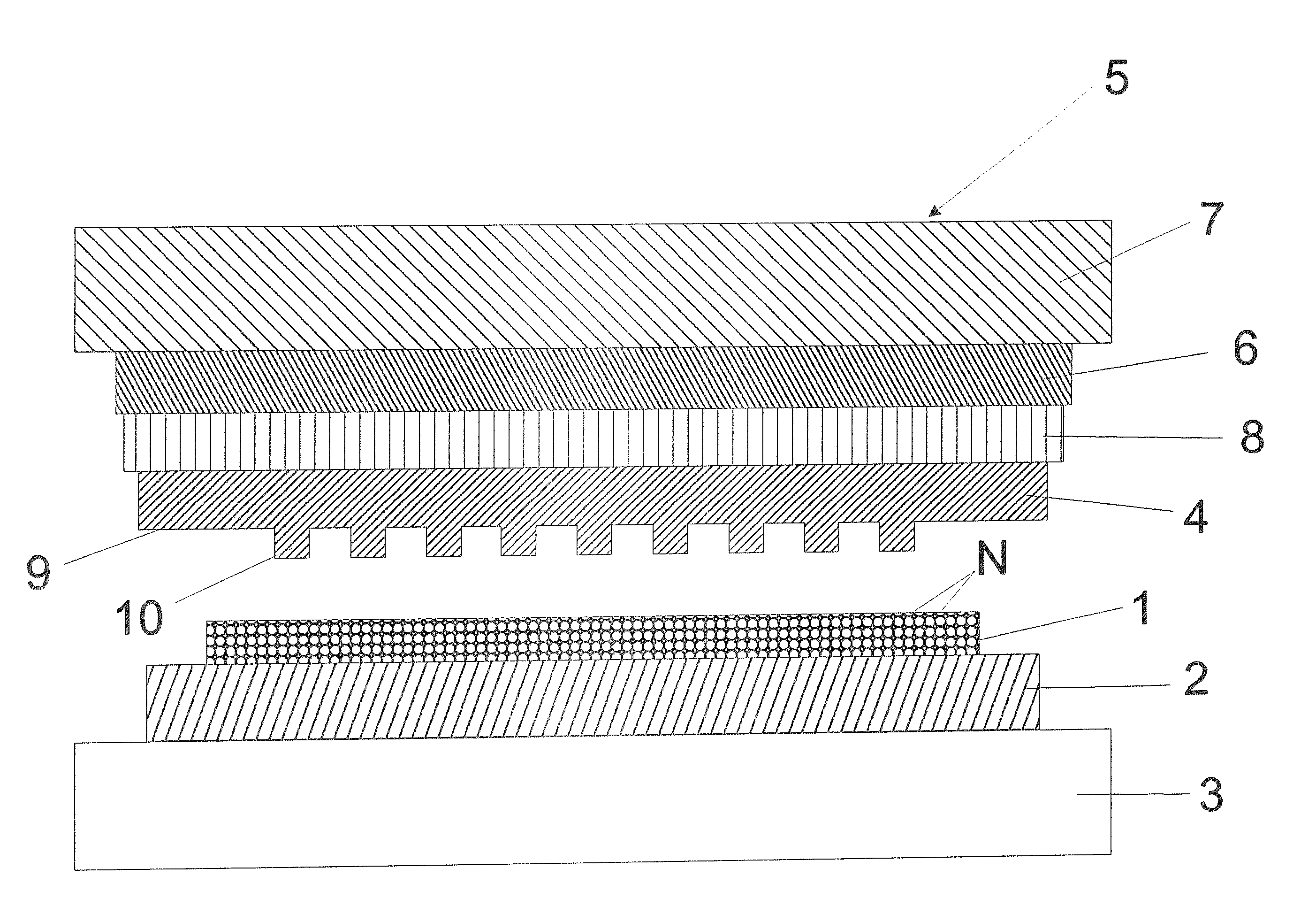 Device and method for hot embossing of a polymer layer