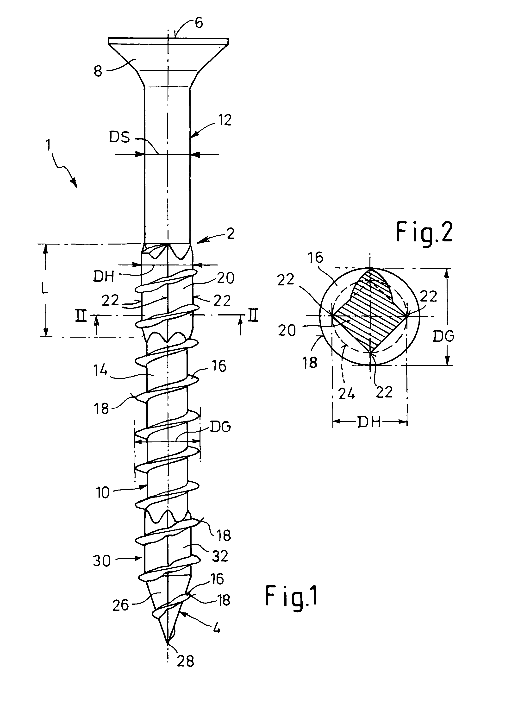 Self-boring and self-tapping screw