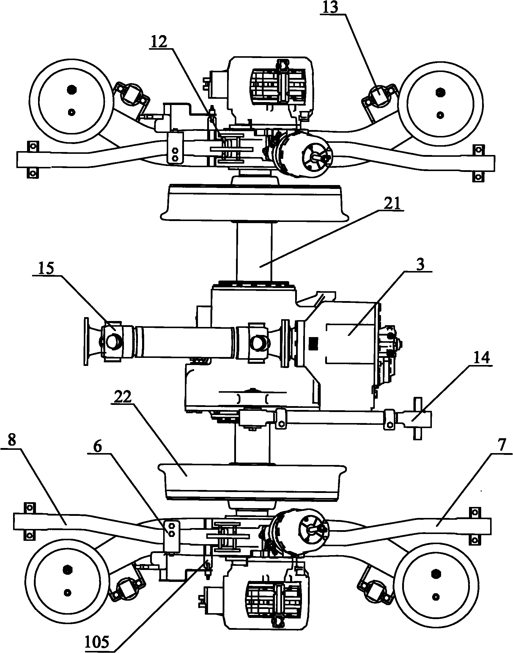 Power bogie for meter gauge