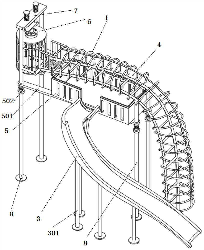 An outdoor rotary squat jumping entertainment climbing frame device