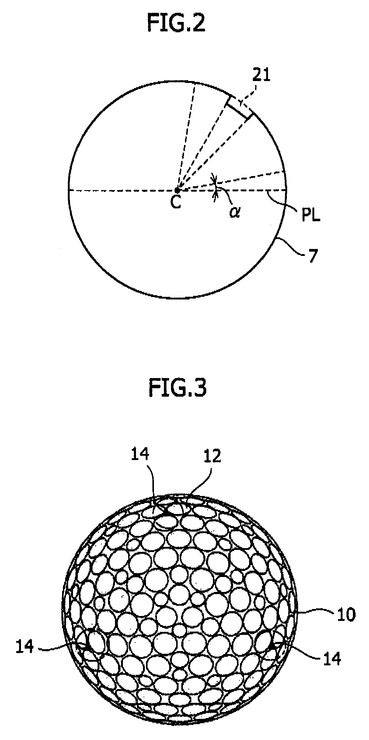 Golf ball and die for molding the same